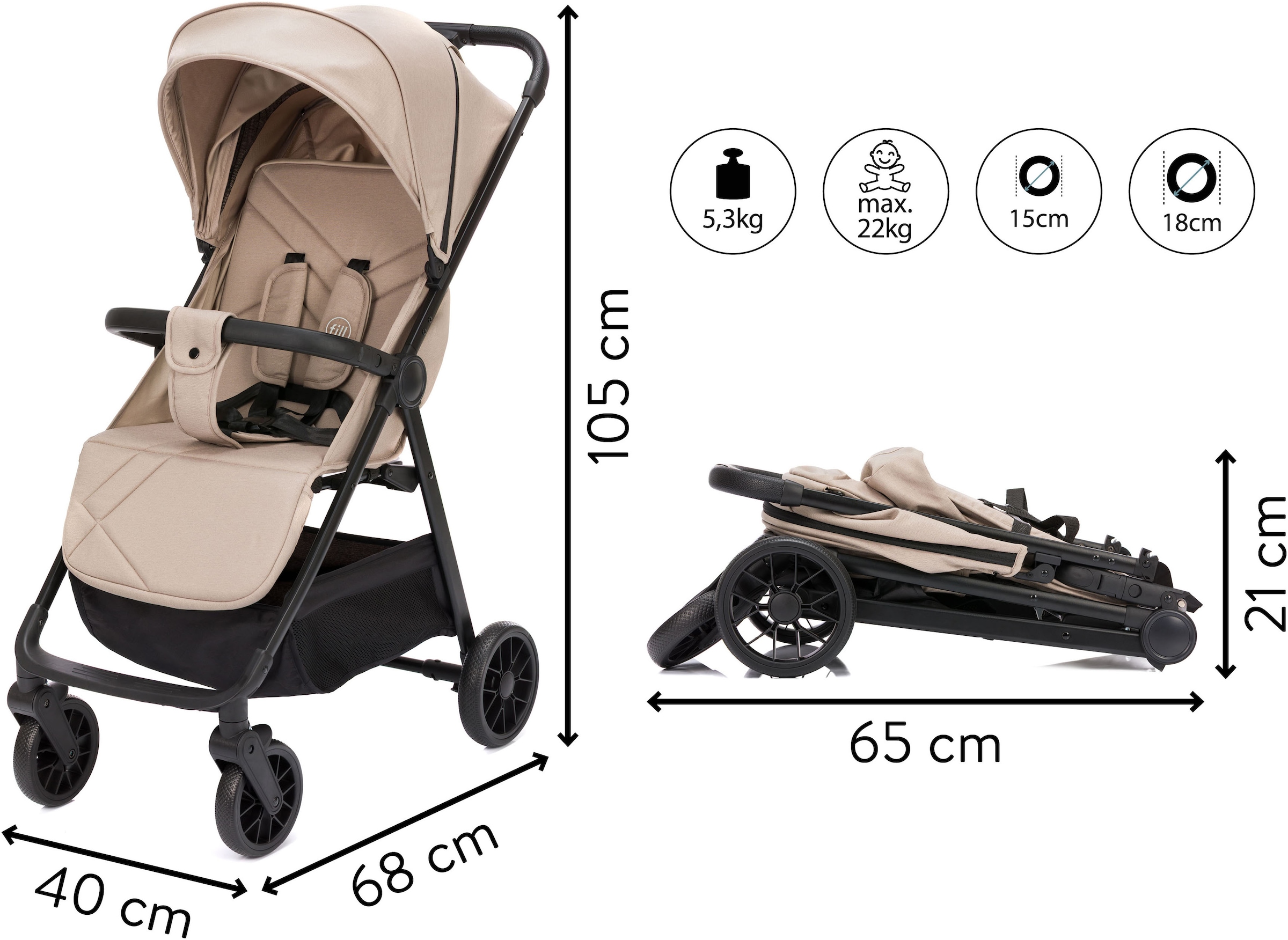 Fillikid Kinder-Buggy »Milo« Gewicht nur 5,3 kg