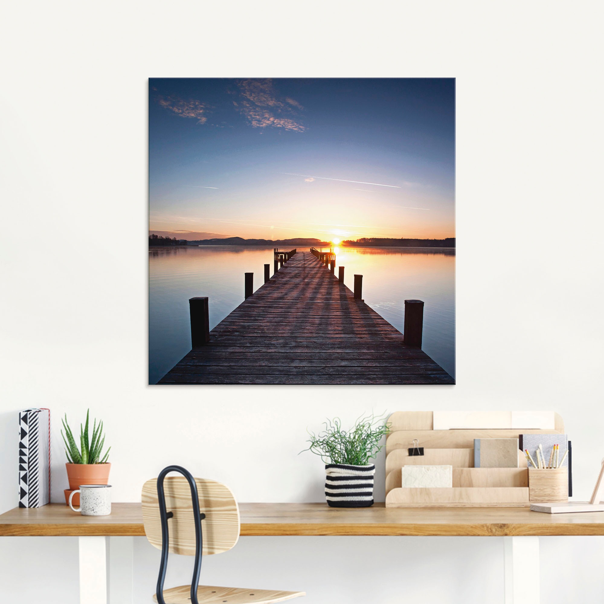 Artland Glasbild "Sonnenstrahlen - Sonnenuntergang" Gewässer 1 Stk. tlg. in günstig online kaufen