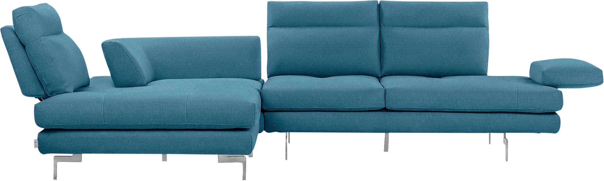 CALIA ITALIA Ecksofa »Toby Wing, L-Form, Designsofa mit sensationellem Sitzkomfort«, Sitztiefenverstell.,wahlw. mit Kissen-Set, Füße chrom glänzend