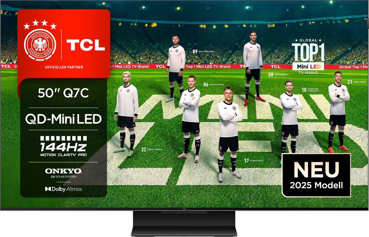 TCL Mini-LED-Fernseher "50Q7CX1", 50, schwarz, Fernseher, Dolby Atmos, Dolby Vision, Smart TV, Apple TV, 4K HDR