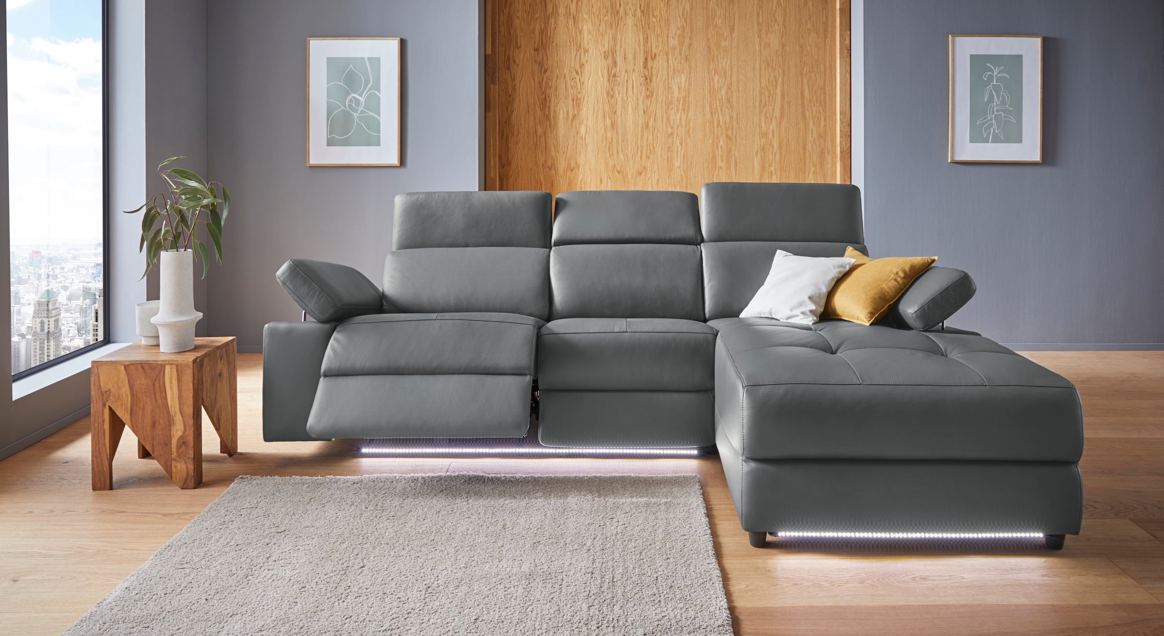 Places of Style Ecksofa »Kilado, L-Form,«, mit Relaxfunktion, verstellbarer Armlehne, Kopfteilverstellung