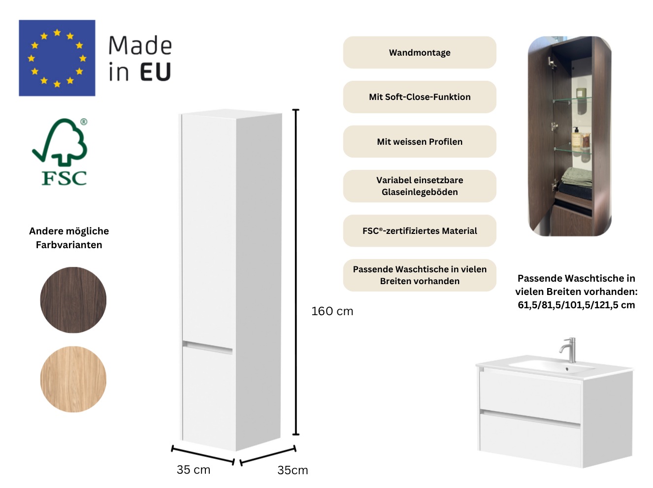 welltime Hochschrank "City, Badezimmerschrank, Badschrank, Badezimmermöbel" günstig online kaufen