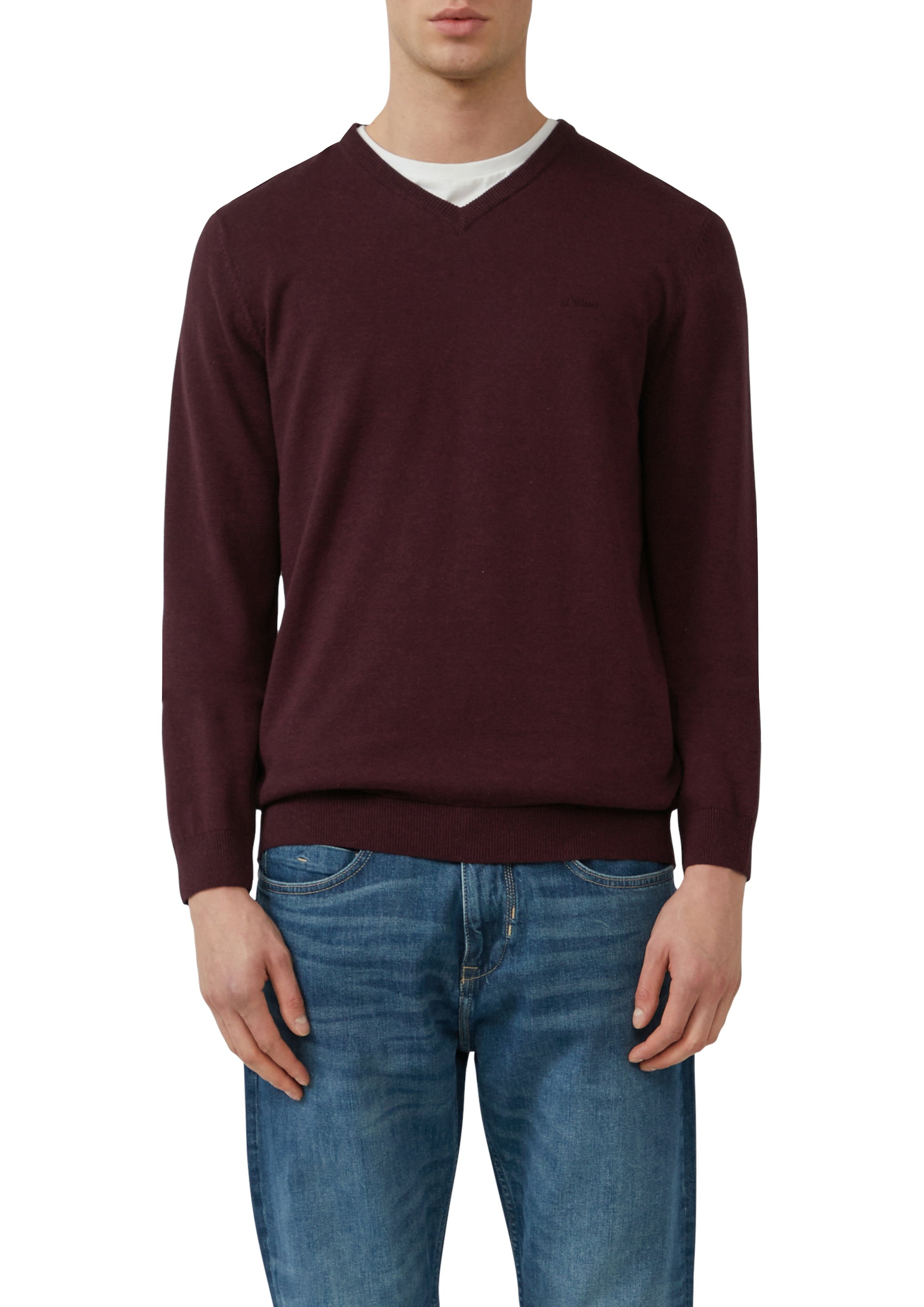 s.Oliver Strickpullover, in melierter Optik mit Logo-Stickerei günstig online kaufen