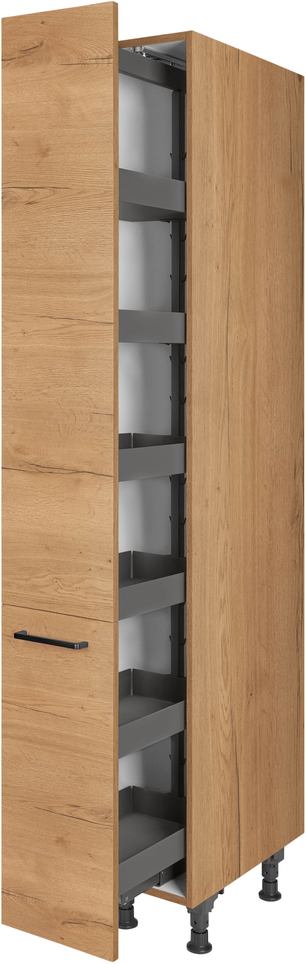 nobilia® Apothekerschrank »"Structura", mit 5 Einhängekörben, Breite 30 cm, Höhe 216,6 cm,«, vormontiert, Ein- und Auszugsdämpfung SoftStoppPro