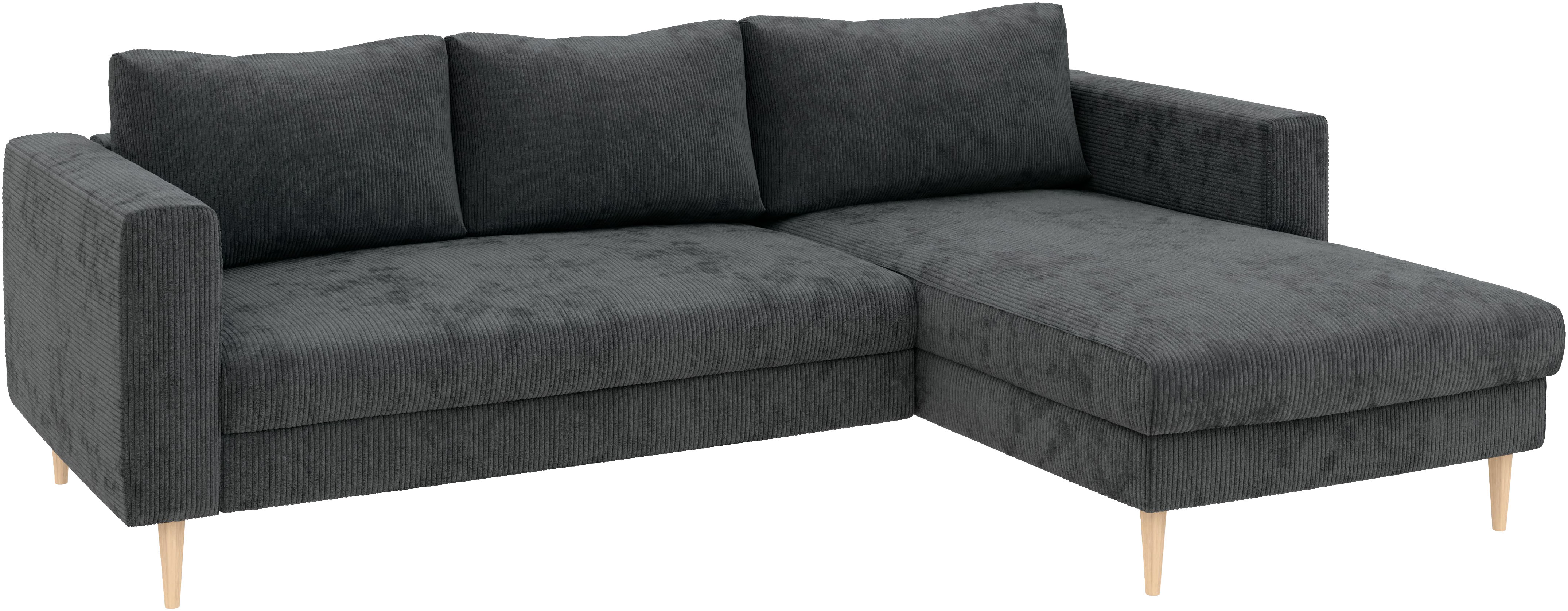 Thumbnail - TRENDMANUFAKTUR Ecksofa "Amazing, wahlw. mit Schlaffunktion & Bettkasten, Fuß Buche lackiert" Recamiere beidseitig monti...