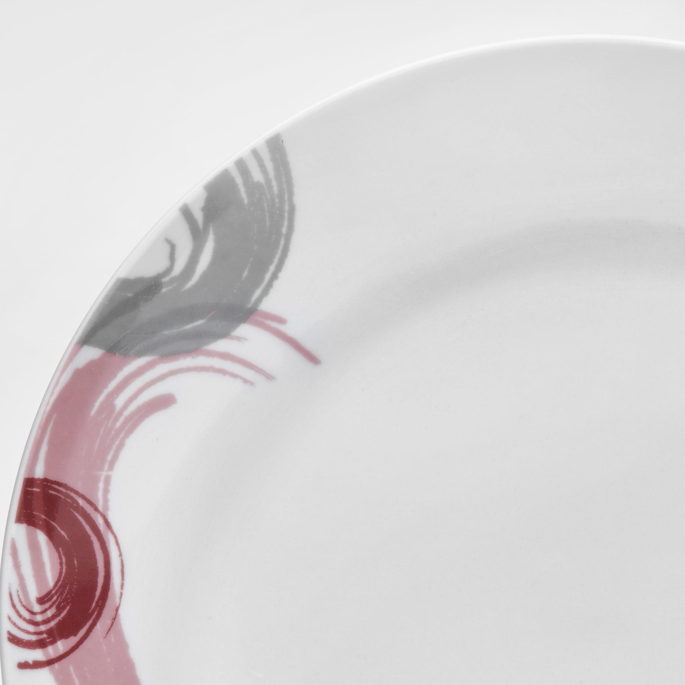 van Well Kombiservice »Geschirr-Set Tonga, 16-teilig, weiß mit Randdekor«, (Set, 16 tlg.), mit Dekor in grau/rose/weinrot, spülmaschinen- und mikrowellengeeignet