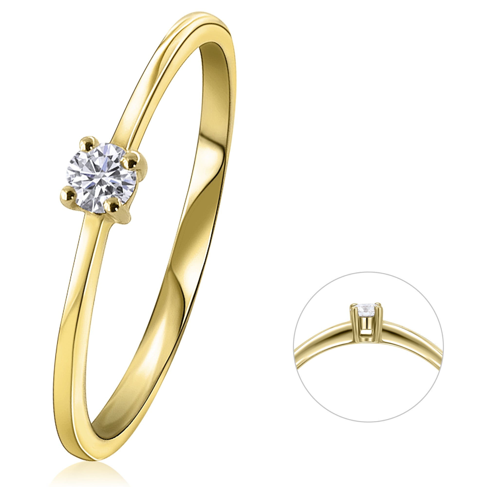 Diamantring »0,10 ct Diamant Brillant Ring aus 585 Gelbgold«, Damen Gold Schmuck