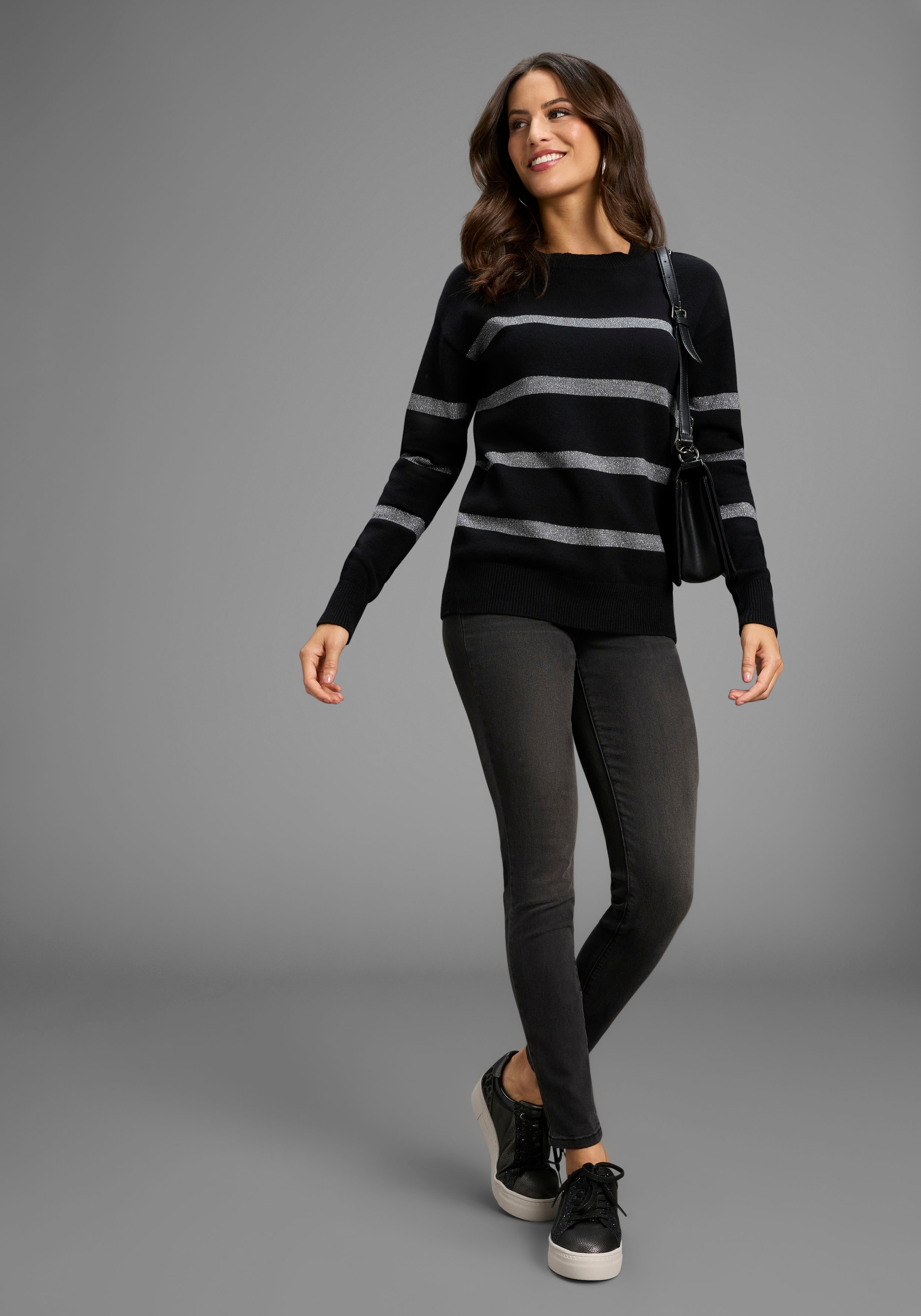 Laura Scott Strickpullover, X-MAS Edition mit Glitzernden Streifen - NEUE KOLLEKTION