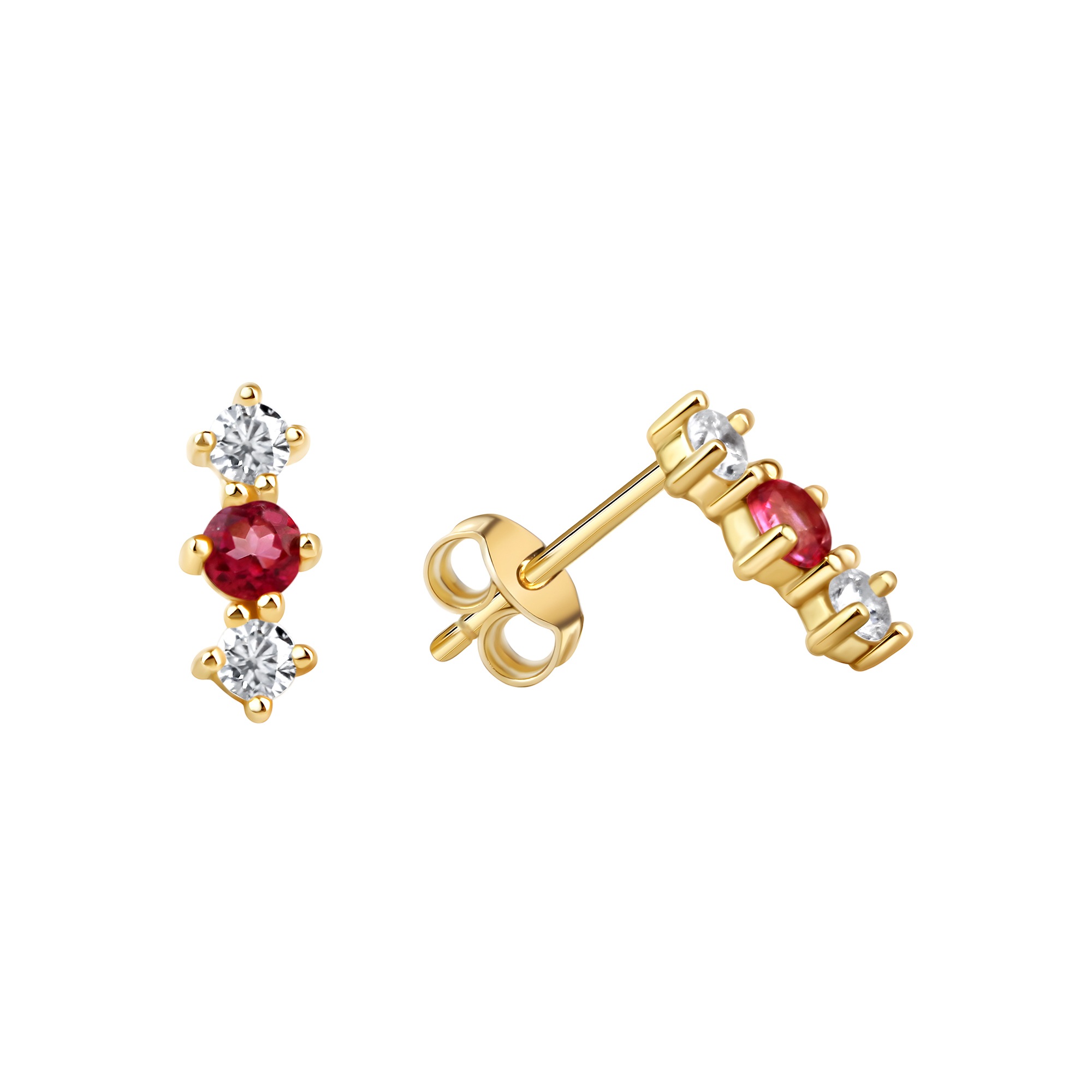Paar Ohrstecker VIVANCE "375/- Gelbgold glanz Zirkonia und pionk Topas", gelb (gelb, pink), Ohrringe, Damen, one-size, Gold