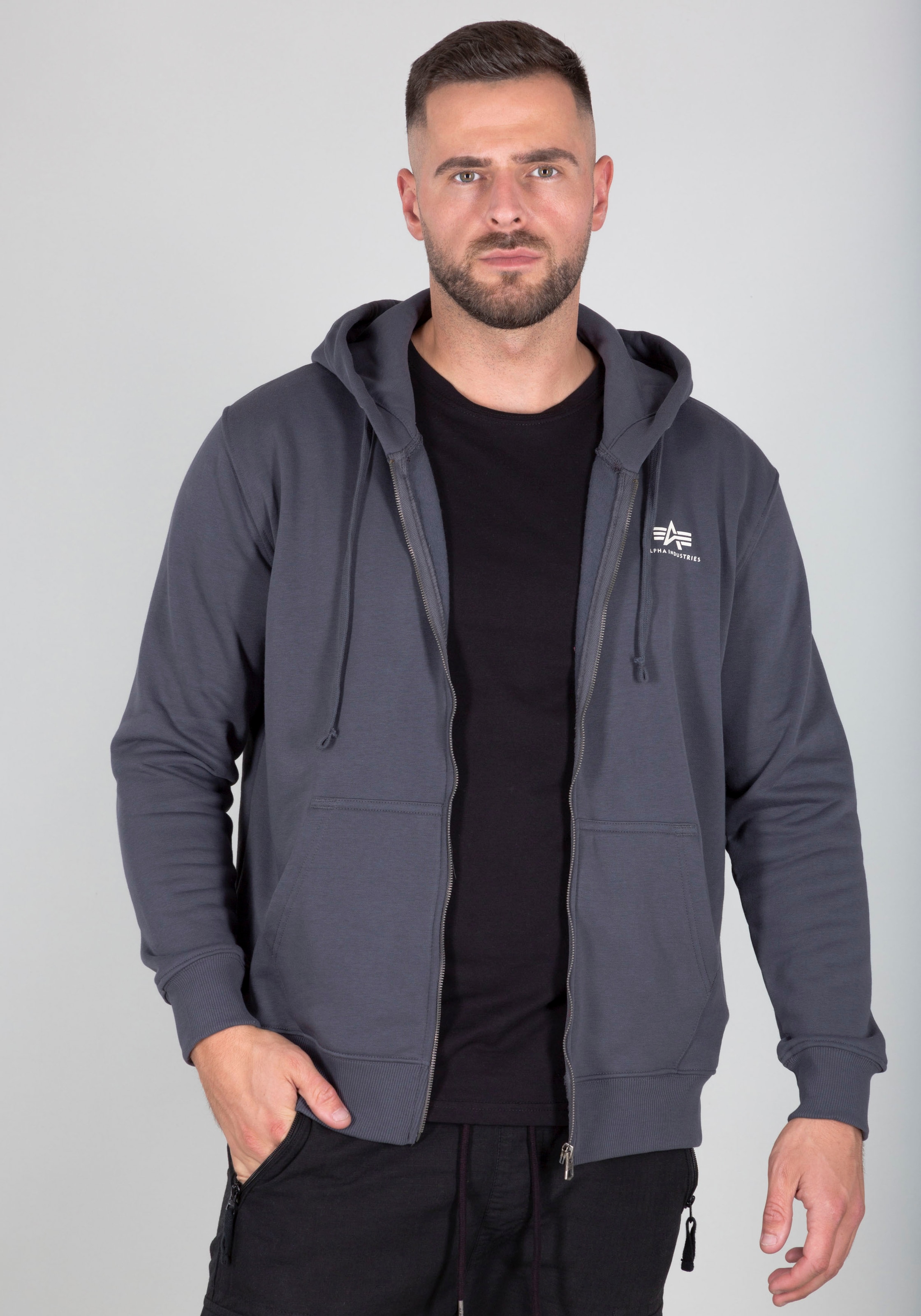 Alpha Industries Kapuzensweatjacke "Basic Zip Hoody SL" Baumwollmischung, r günstig online kaufen