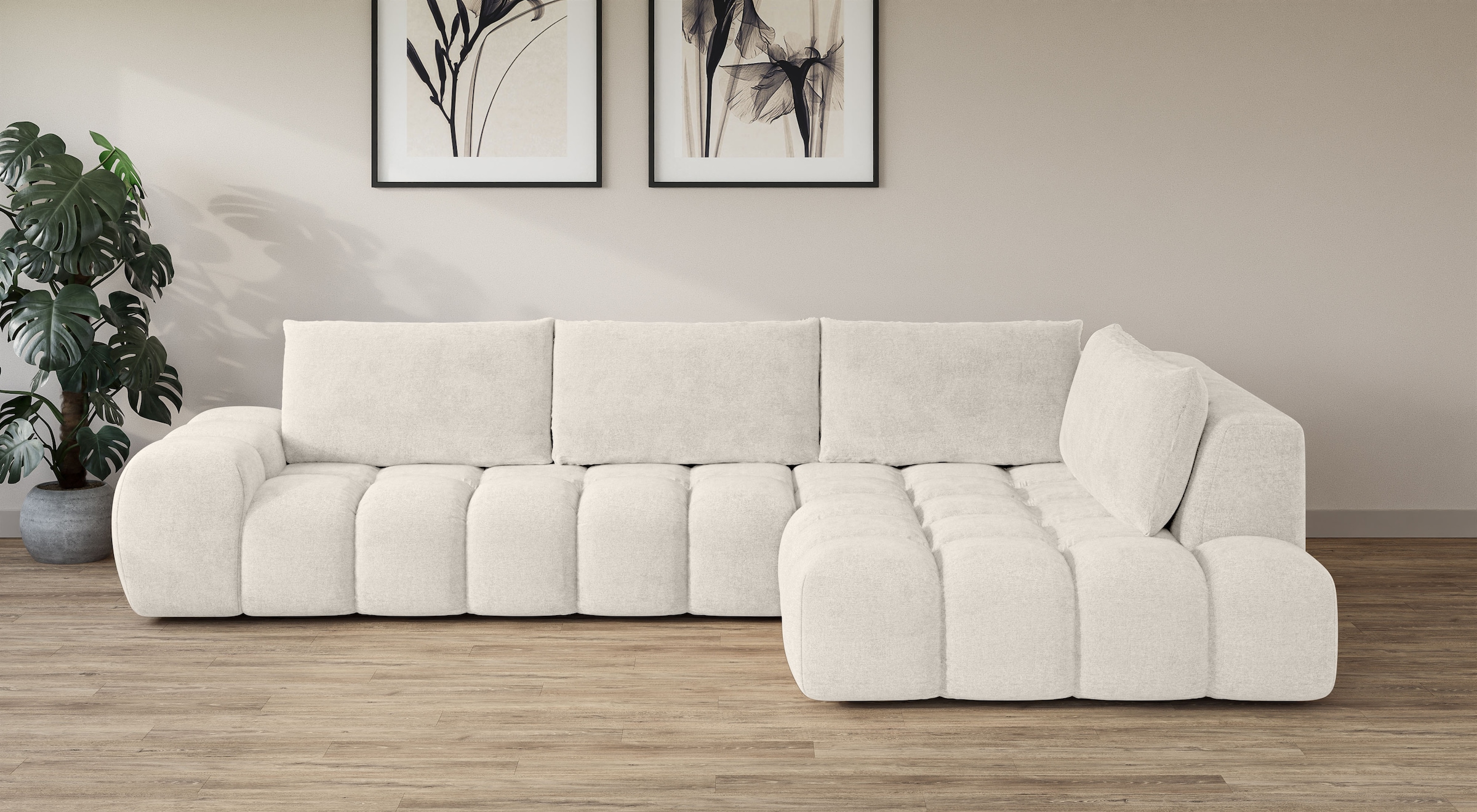 OTTO home Ecksofa "AZITA L-Form, XXL 352 cm Designsofa in Bubble-Opitk" los günstig online kaufen