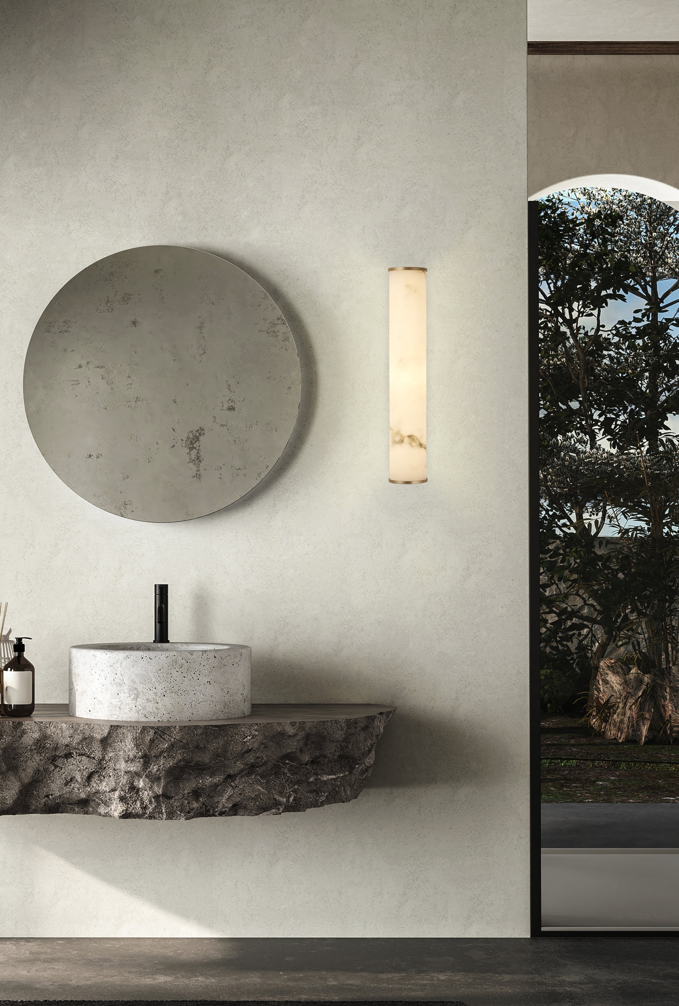 Searchlight LED Wandleuchte »Wales LED-Wandleuchte, mattgoldenes Metall mit Marmorharz« LED-Modul 1 Stk.
