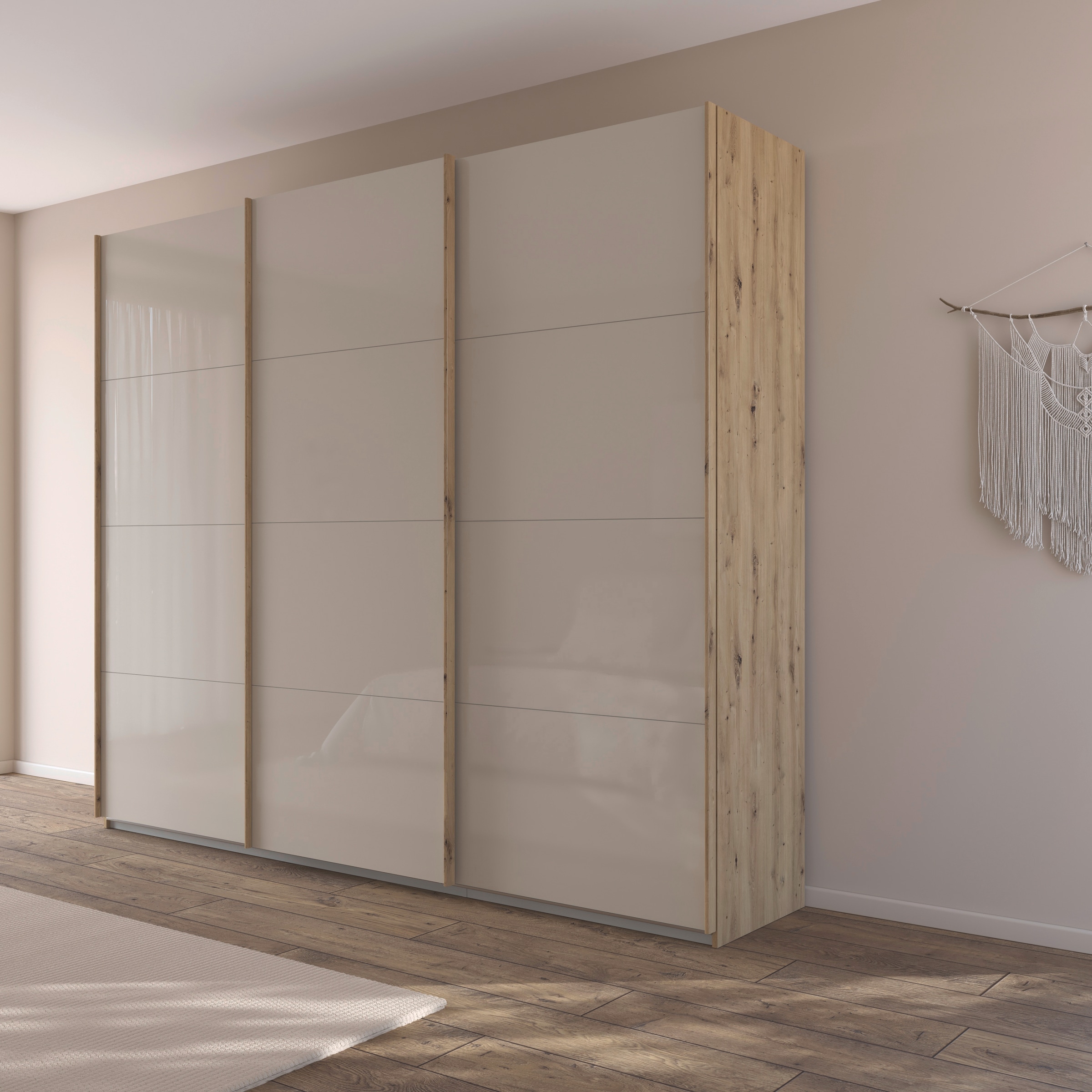 rauch Schwebetürenschrank »Kleiderschrank Schrank Garderobe AGORDO mit Glasfront«, durchdachte Innenausstattung, in 4 Breiten und 2 Höhen MADE IN GERMANY