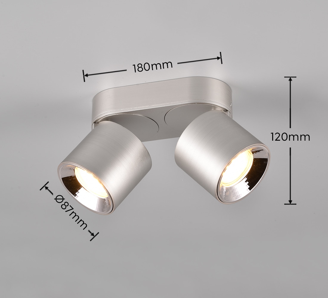 TRIO Leuchten Deckenleuchte »GUAYANA, Deckenspot 2-flammig exkl 2x GU10 max 10W Spot verstellbar« GU10 1 Stk. warmweiß - kaltweiß als Aufbauspot oder Einbauspot nutzbar Spot schwenkbar und drehbar