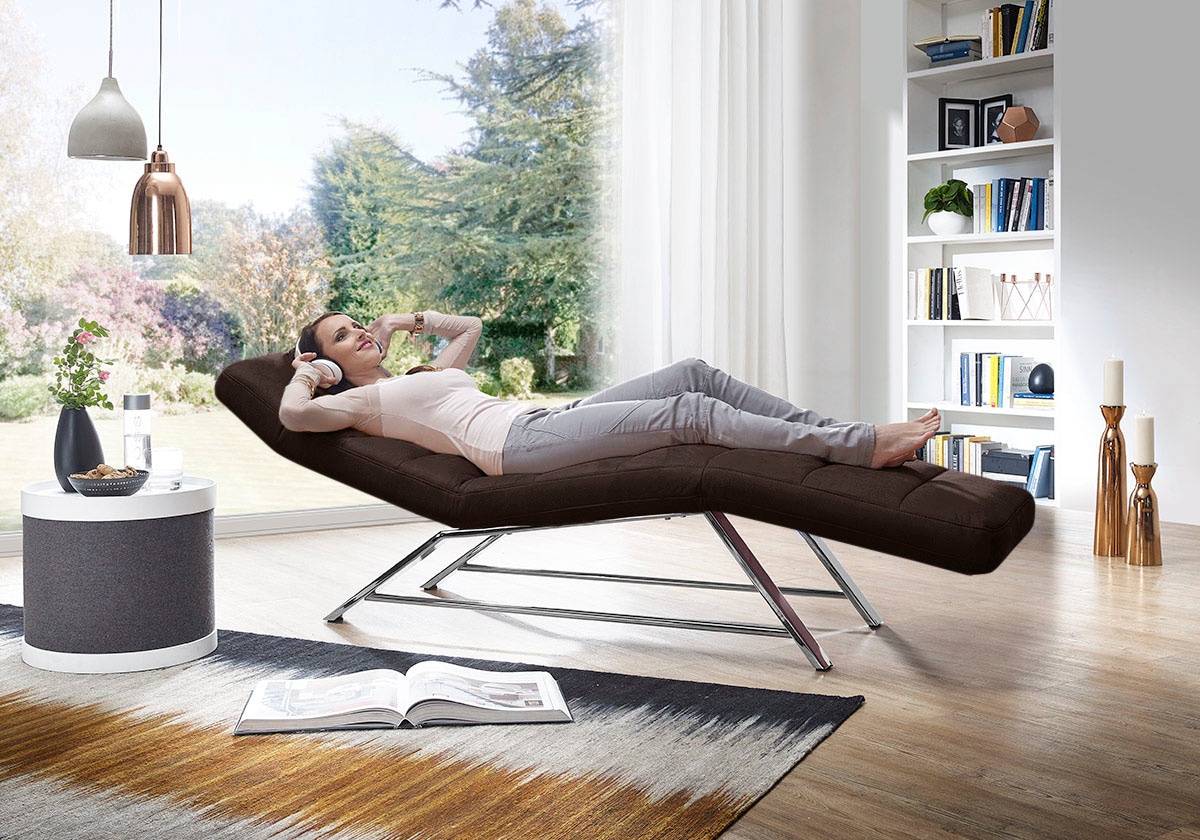 W.SCHILLIG Relaxliege "daily dreams bequem und elegant, B/T 75/170cm" Funktionsliege wahlweise mit Motor, Gestell Chrom, Breite 75 cm