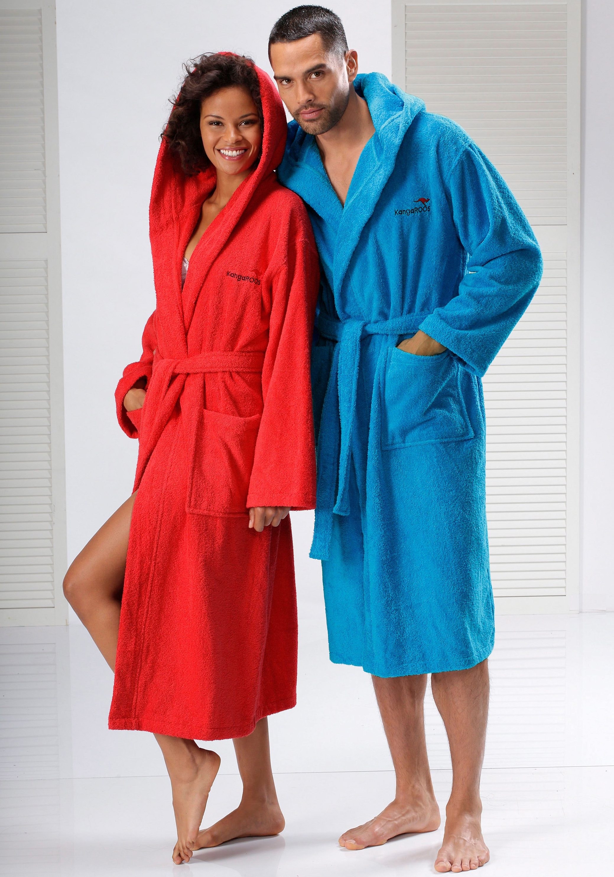 KangaROOS Unisex-Bademantel "Cassidy, für Damen & Herren, Standardlänge & Überlänge" 1 Stk. mit Taschen, Männer und Frauen, Baumwolle, Reise, Hotel, Sauna, S-3XL