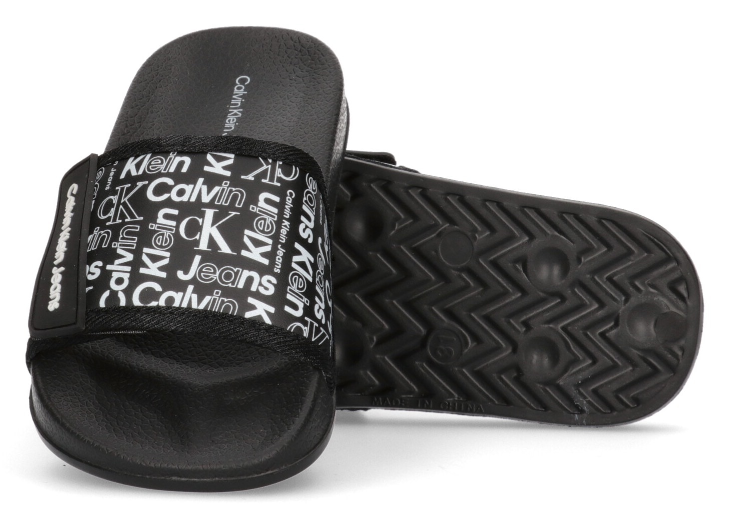 Calvin Klein Jeans Badepantolette »AOP POOL SLIDE«, Sommerschuh, Schlappen, Badeschuh, Poolslides mit Logoschriftzügen
