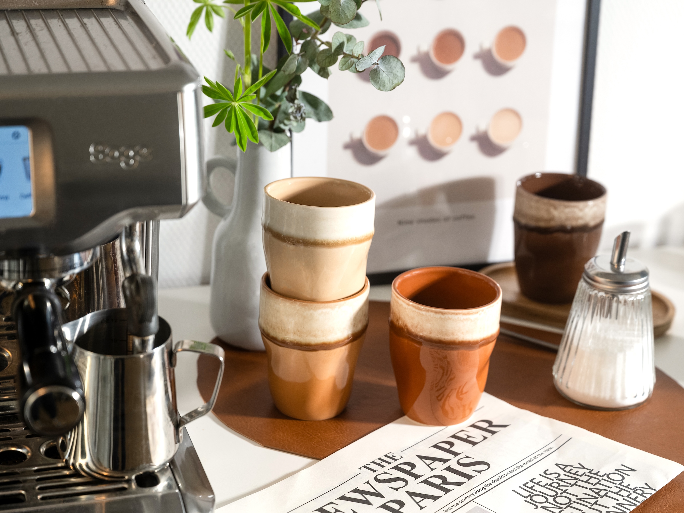 CreaTable Becher »Squeezy Mocha Mousse, Kaffeebecher 4-tlg« Einzigartige Optik, Reaktivglasur