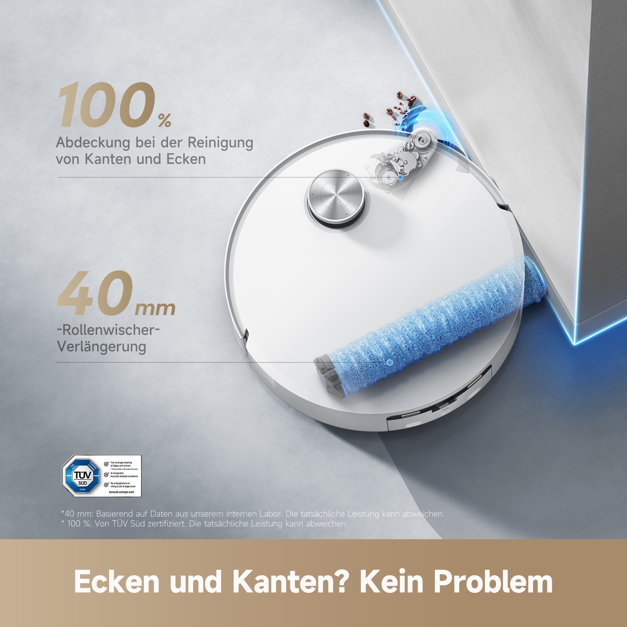 Dreame Nass-Trocken-Saugroboter »mit Wischfunktion Aqua10 Roller« Warmwasser-Wischsystem, Rollenmopp, überwindet Hindernisse, 30.000 Pa