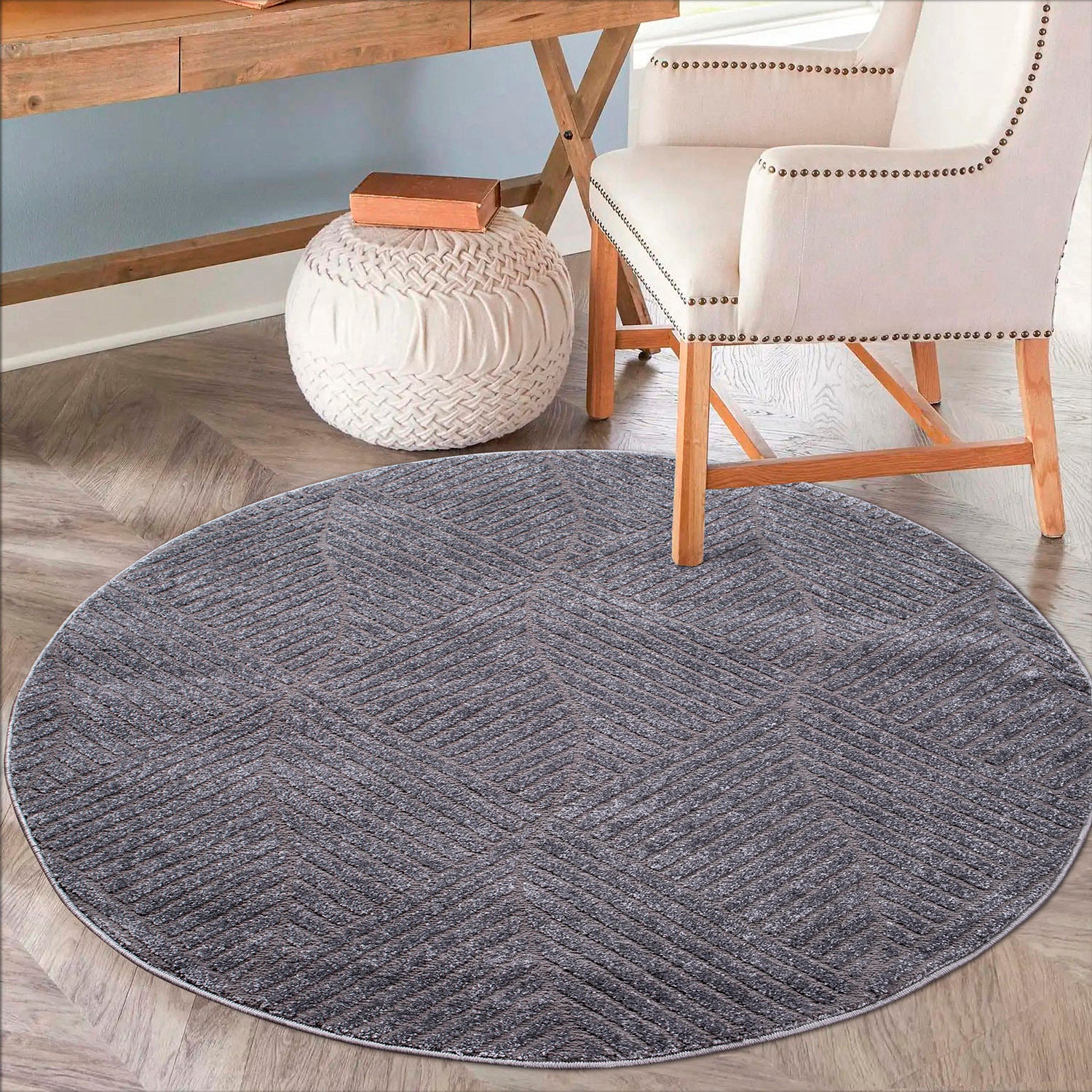 Carpet City Teppich "Friseé-Teppich FANCY 904" rund 12 mm Höhe Kurzflor Woh günstig online kaufen