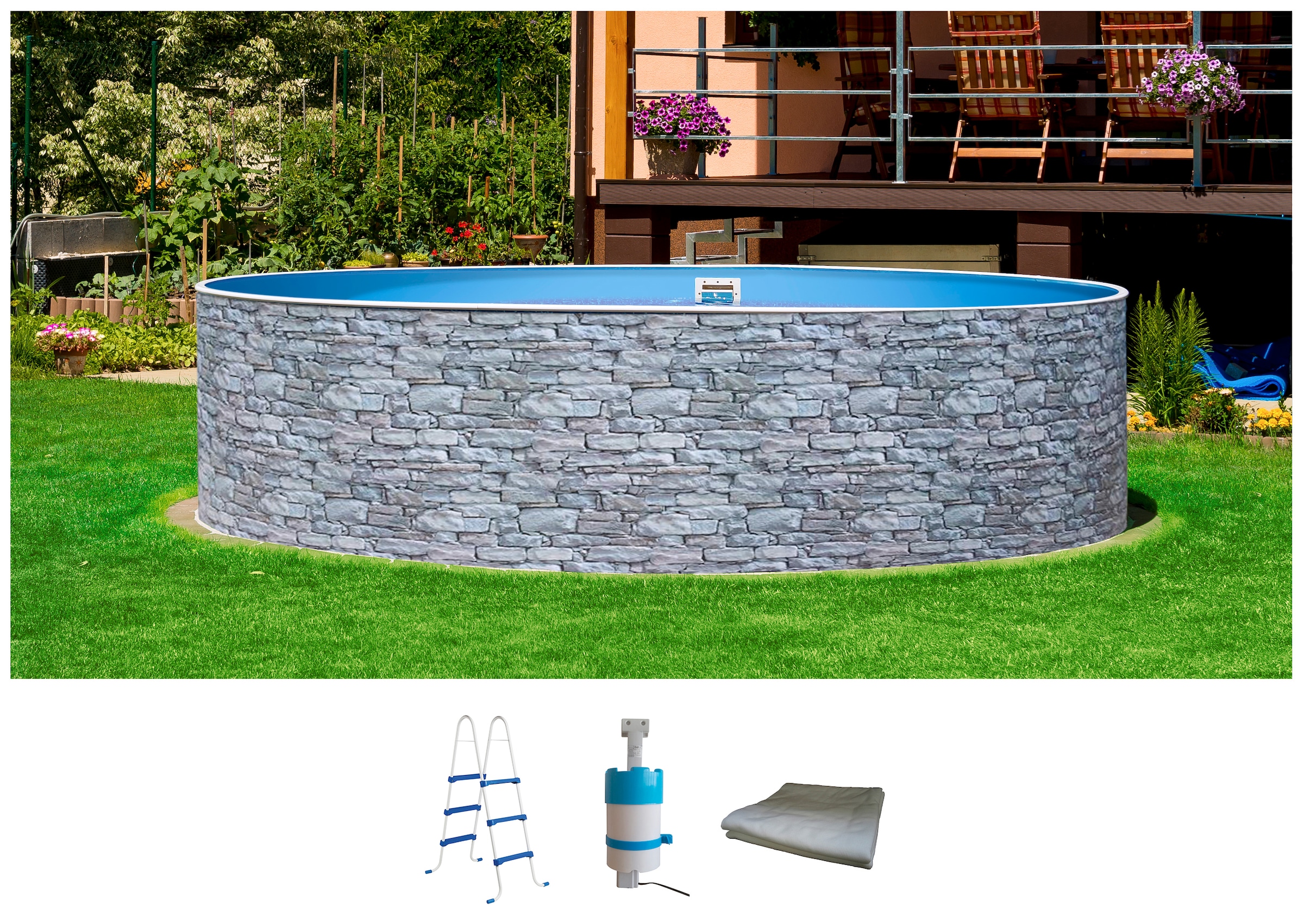my POOL BWT Rundpool "STONE 1" Steindekor, in verschiedenen Größen günstig online kaufen