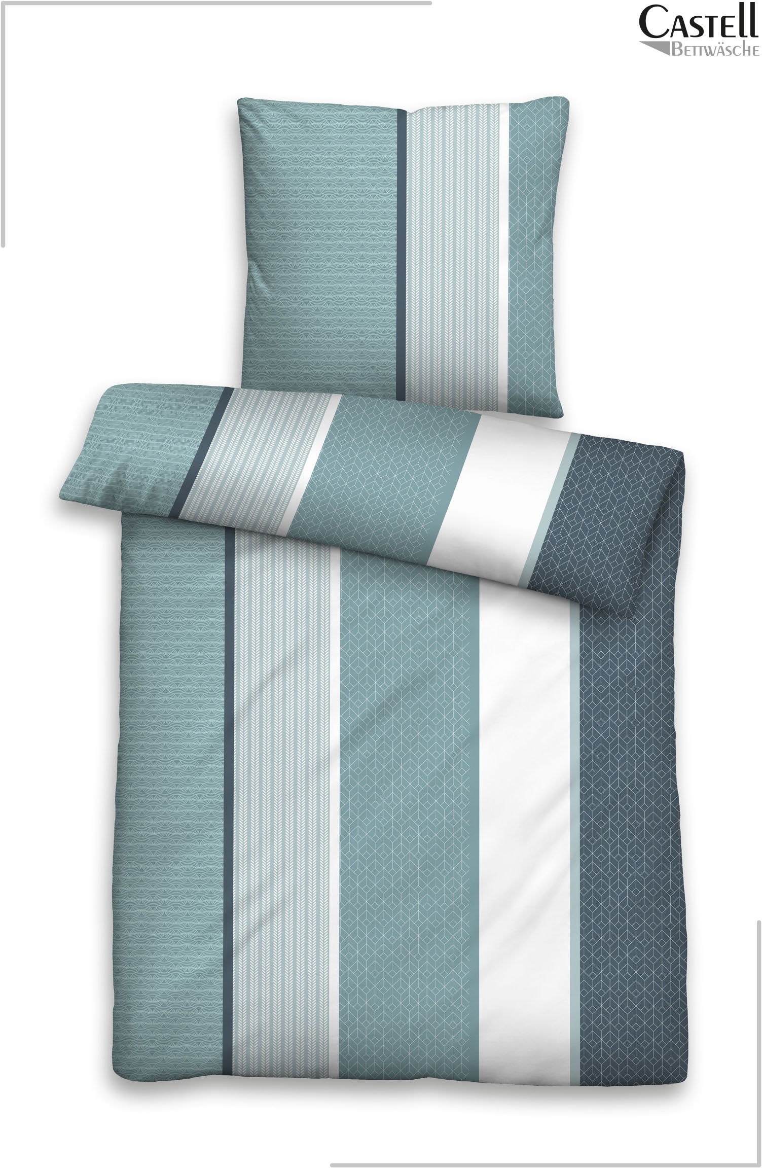 Castell - Markenbettwäsche Bettwäsche »0350386 Polycotton-Biber Bettwäsche 69% Baumwolle, 31% Polyester« 2 wärmend weich, Reißverschluss, Winterbettwäsche, Streifen