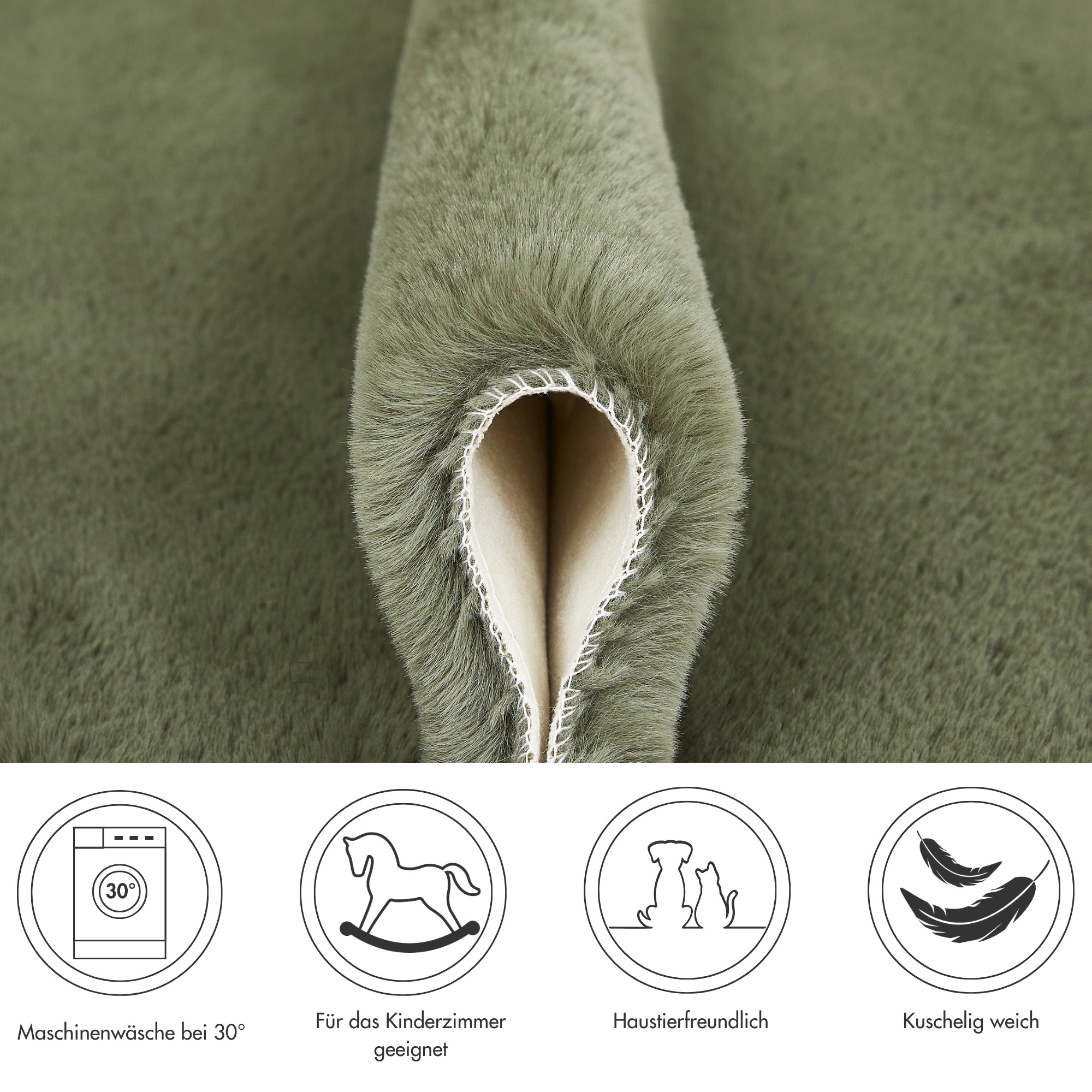 Thumbnail - LUXOR living Fellteppich "Novara" fellförmig 30 mm Höhe Kunstfell, weiche Kaninchenfell-Haptik, waschbar, auch als 2er S...