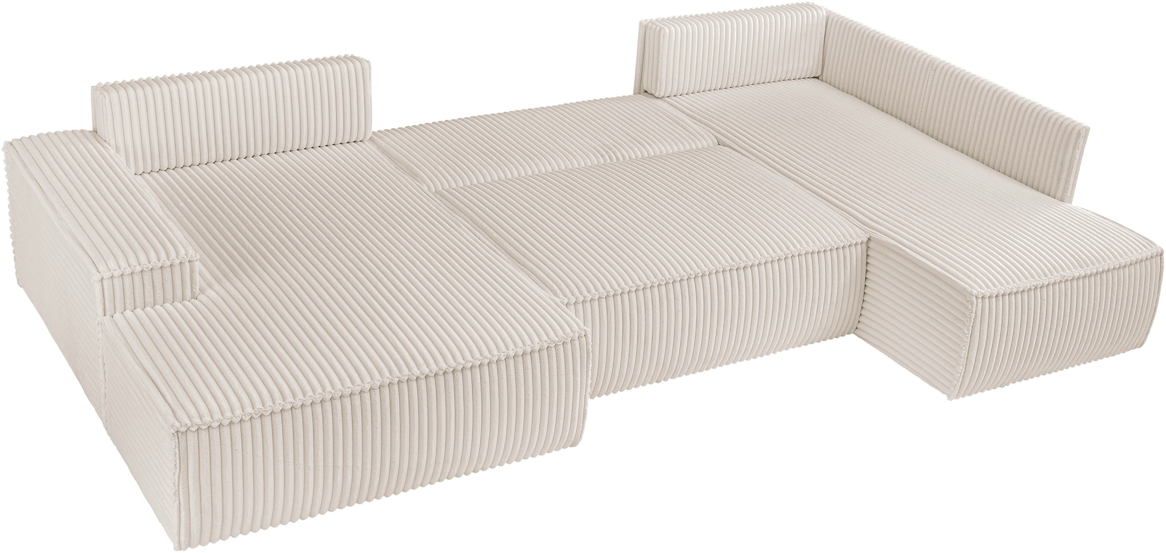 andas Wohnlandschaft »FINNLEY U-Form XXL 329 cm, Schlafsofa, Schlaffunktion m. Bettkasten«, (194/139 cm), Bouclé, Struktur und Cord