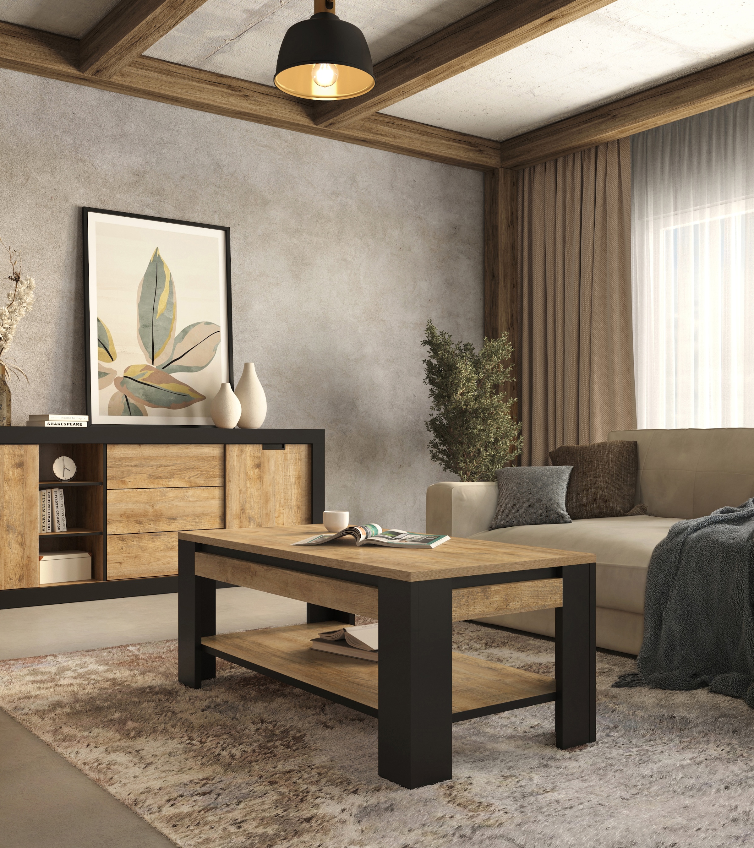 INOSIGN Couchtisch »Tudor, Breite 120 cm, Sofatisch für Wohnzimmer«, Tisch mit offenem Fachboden