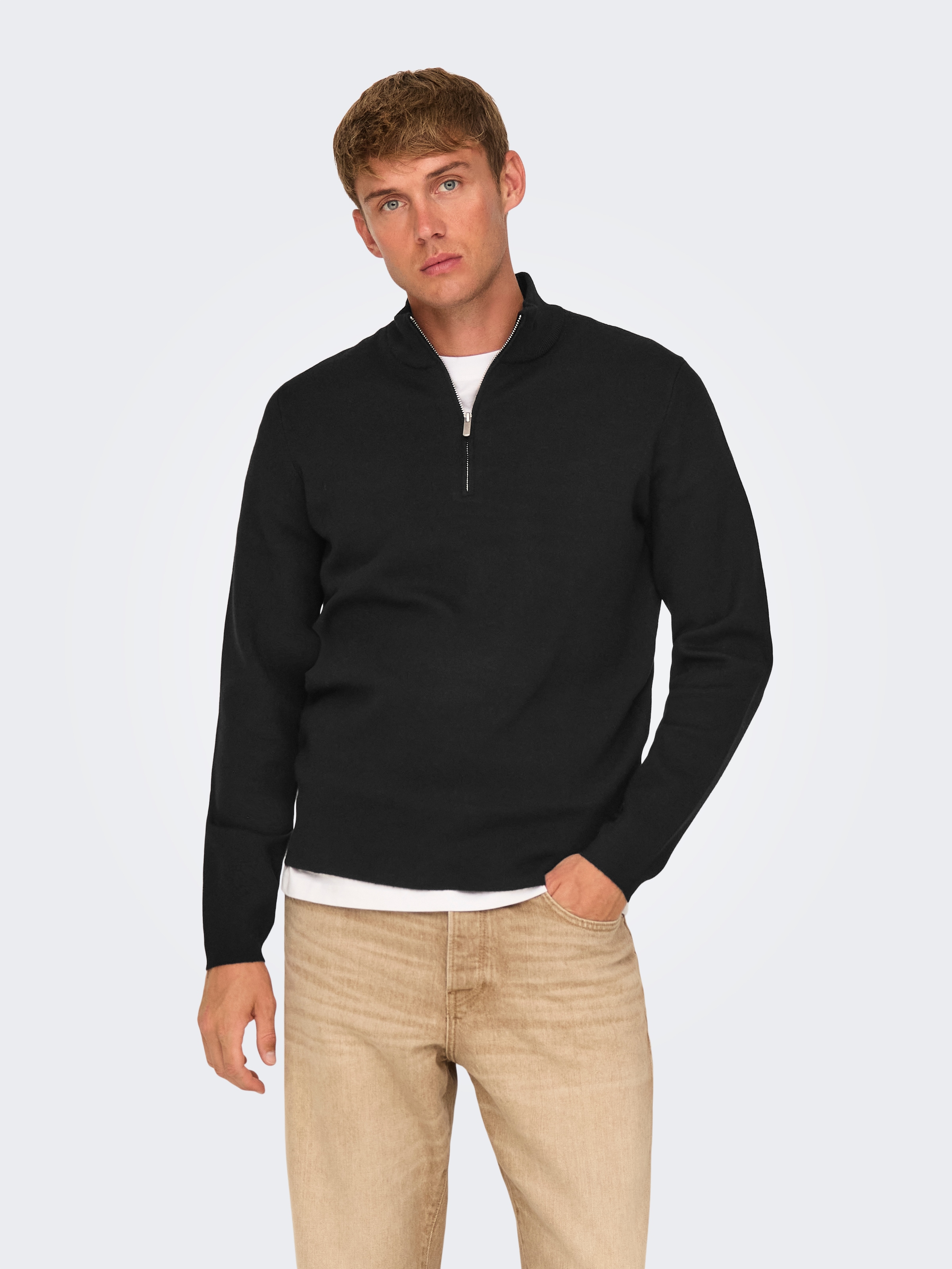 ONLY & SONS Troyer "ONSCOOPER REG 12 HALF ZIP HIGH NECK KNIT" günstig online kaufen