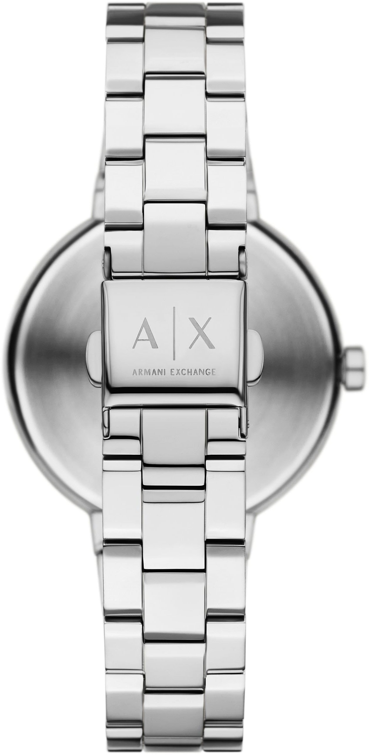 ARMANI EXCHANGE Quarzuhr, Armbanduhr, Damenuhr, Edelstahlarmband, analog, Glassteine