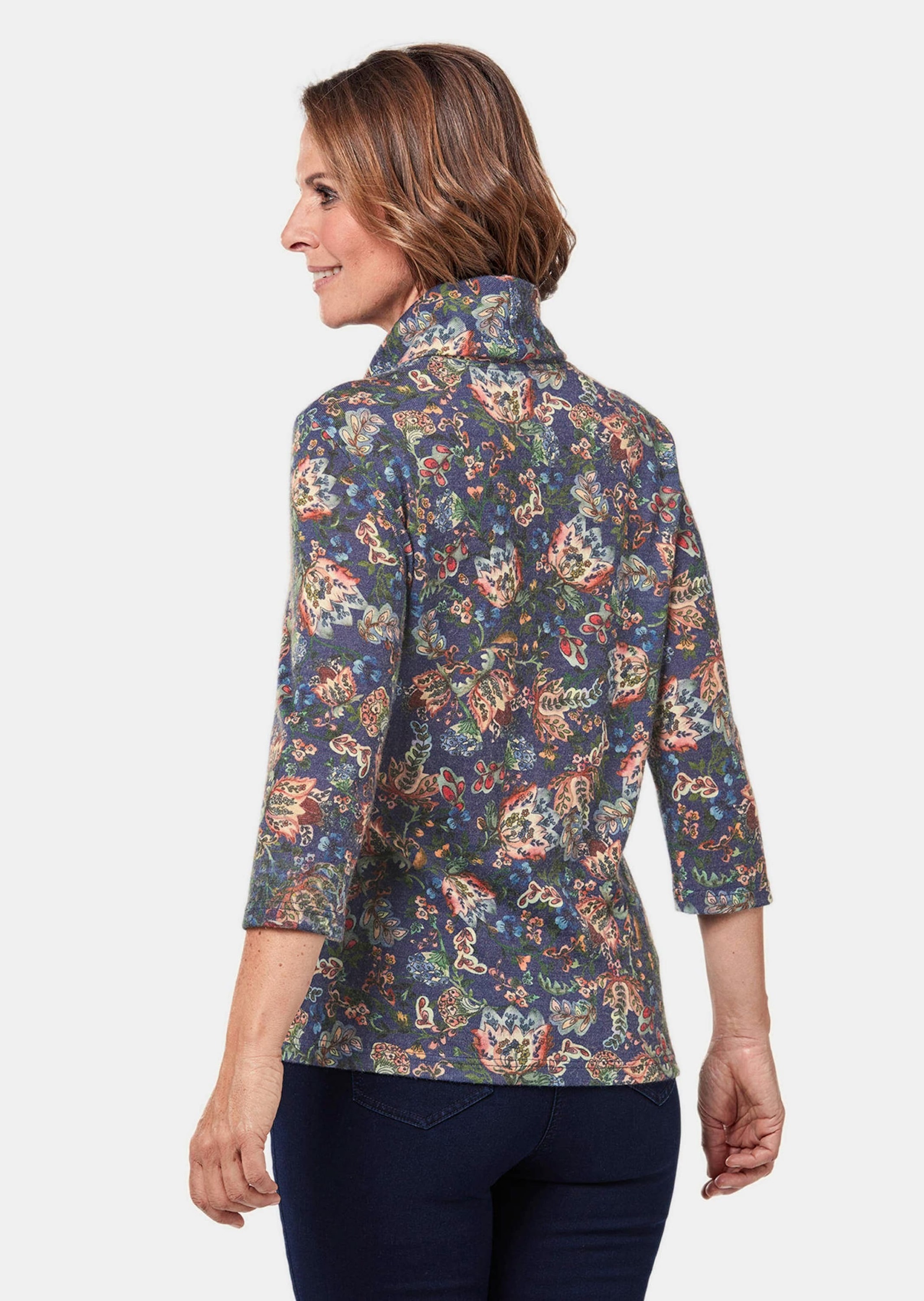 GOLDNER Print-Shirt »Shirt Kurzgröße - Modernes Druckshirt mit angesagtem Rollkragen«