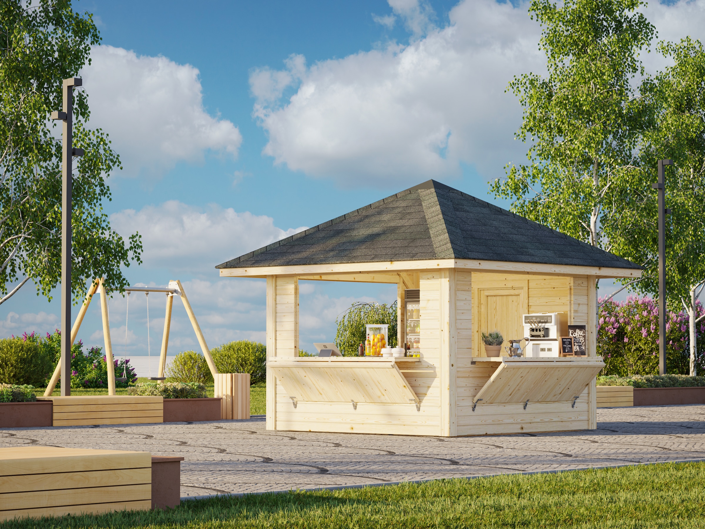Palmako Holzpavillon »Bianca 8,3 m² Set 106« BxTxH: 384x384x319 cm