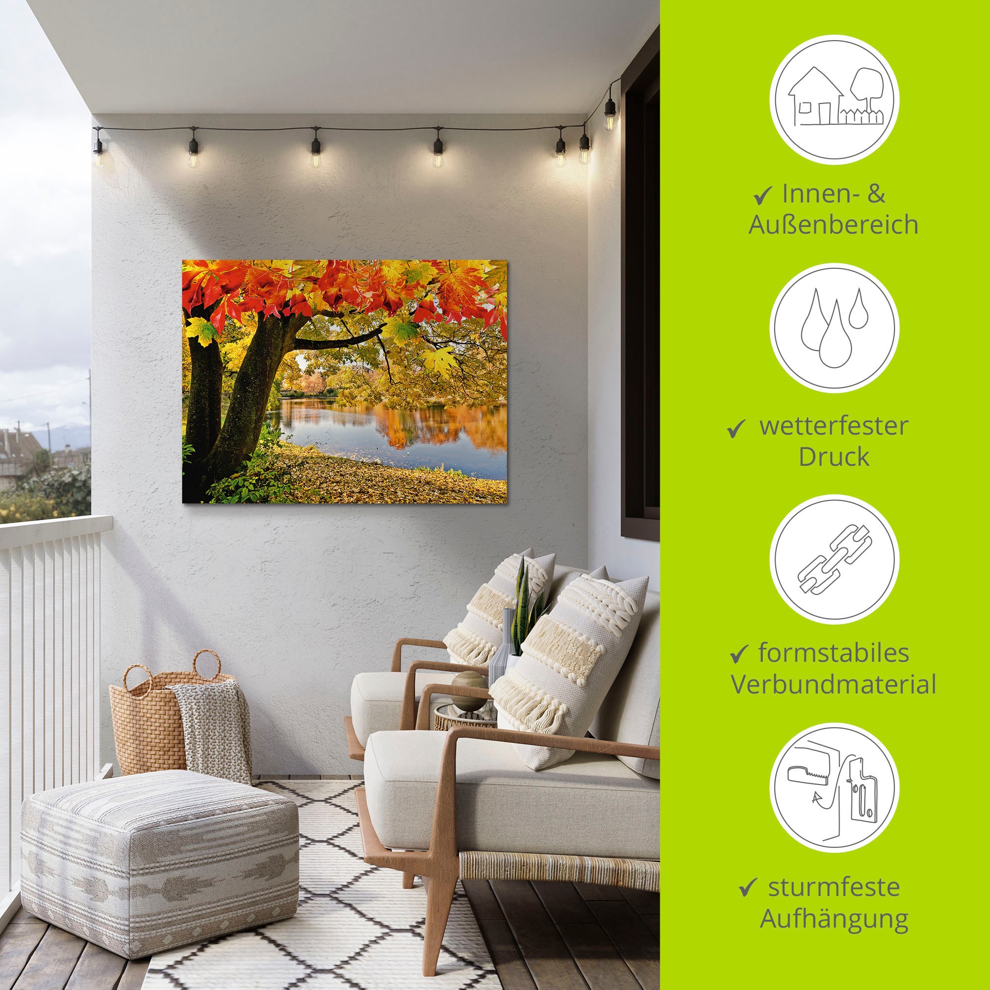 Artland Wandbild »Herbsttag an einem ruhigen See«, Gewässer, (1 St.), als Alubild, Outdoorbild, Leinwandbild in verschied. Größen