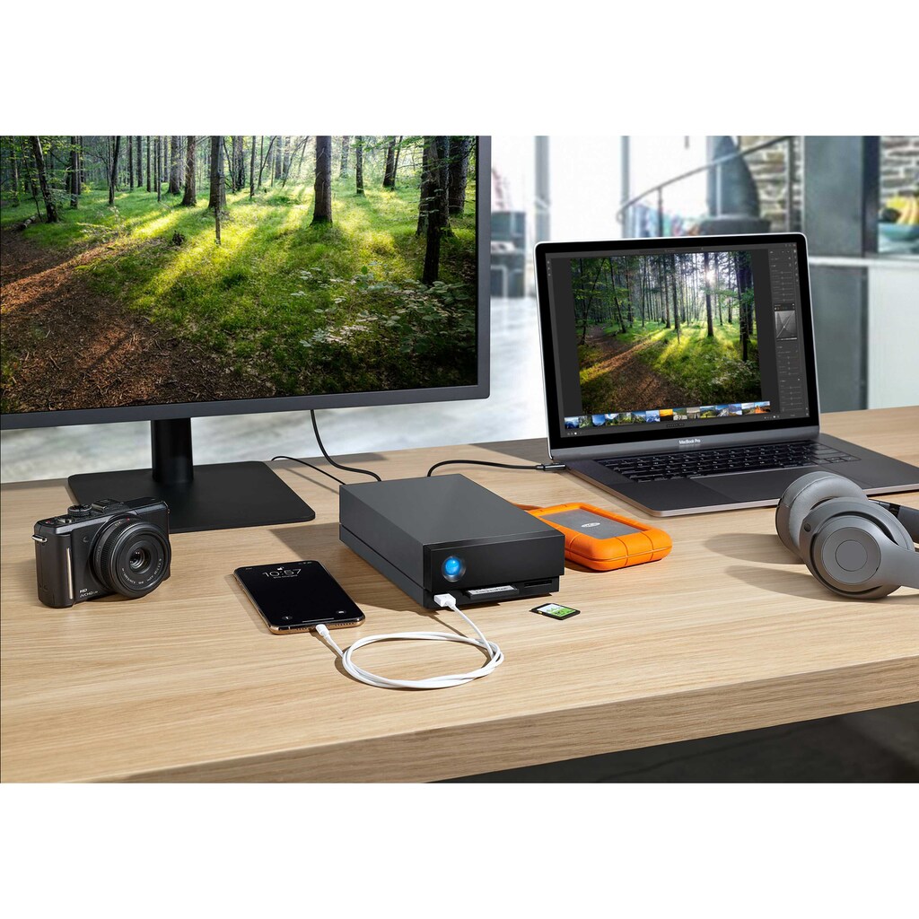 LaCie HDD-NAS-Festplatte »1big Dock«, Anschluss Thunderbolt 3-DisplayPort-SD-/CF-Kartensteckplätze-USB