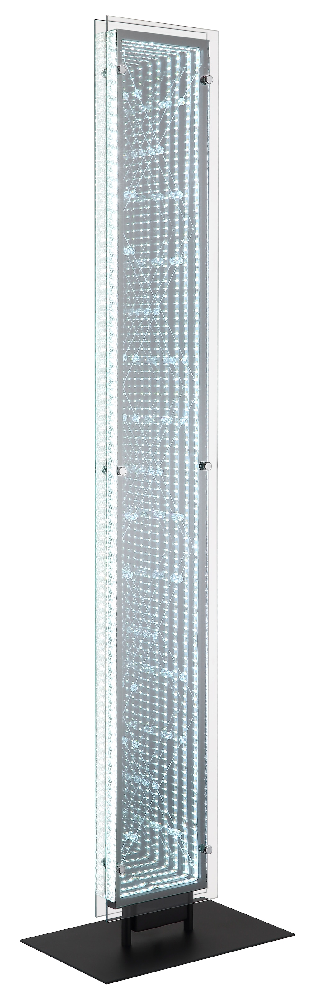 GLOBO LIGHTING Stehlampe »MIRRORA« LED-Modul 1 Stk. Stehleuchte Schwarz, 3D-Effekt, Kristalle, dimmbar, LED 45W