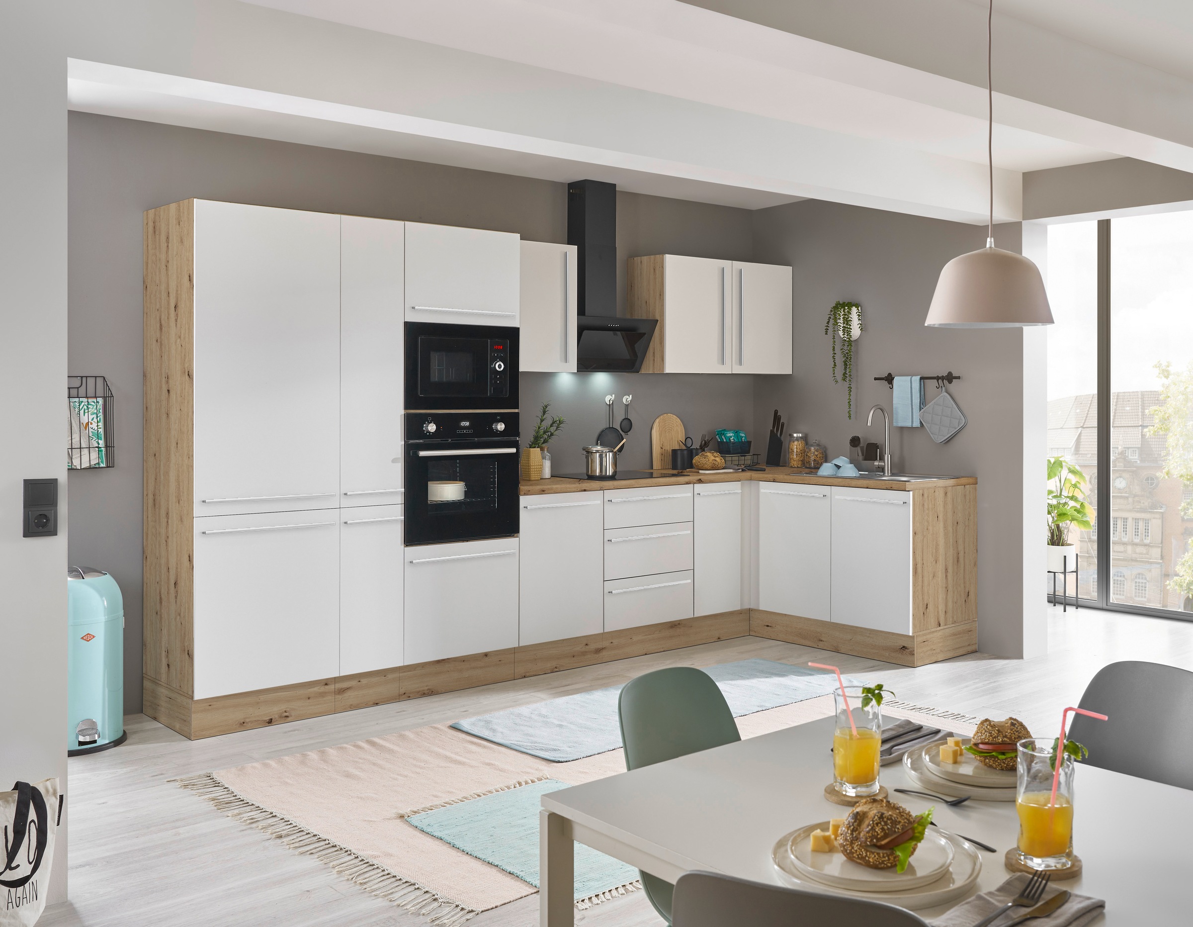 KOCHSTATION Winkelküche »Florida, Stellbreite 360x165 cm« wahlweise mit E-Geräten, mit Softclose für Türen und Schubkästen