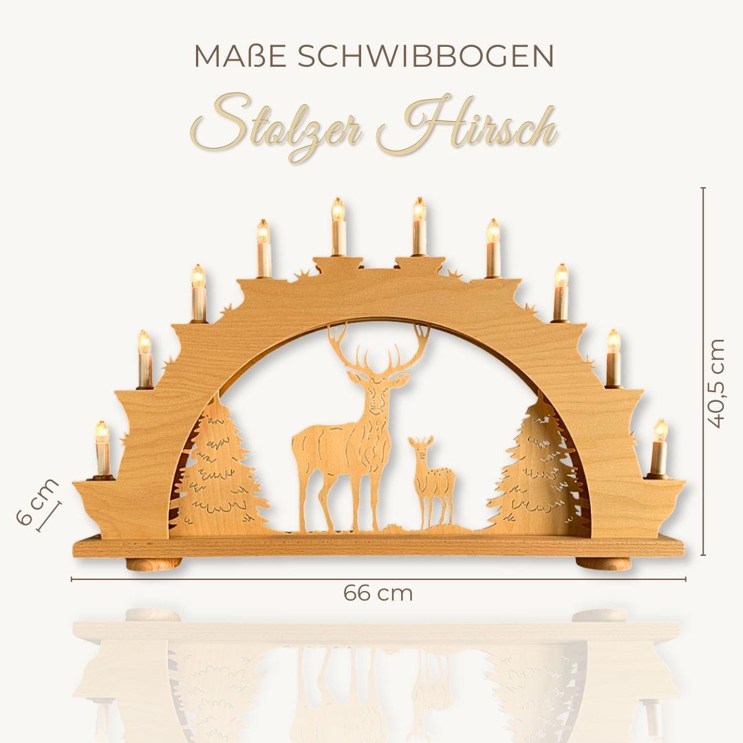 Weigla Schwibbogen »Stolzer Hirsch, Lichterbogen aus Holz, NATUR«