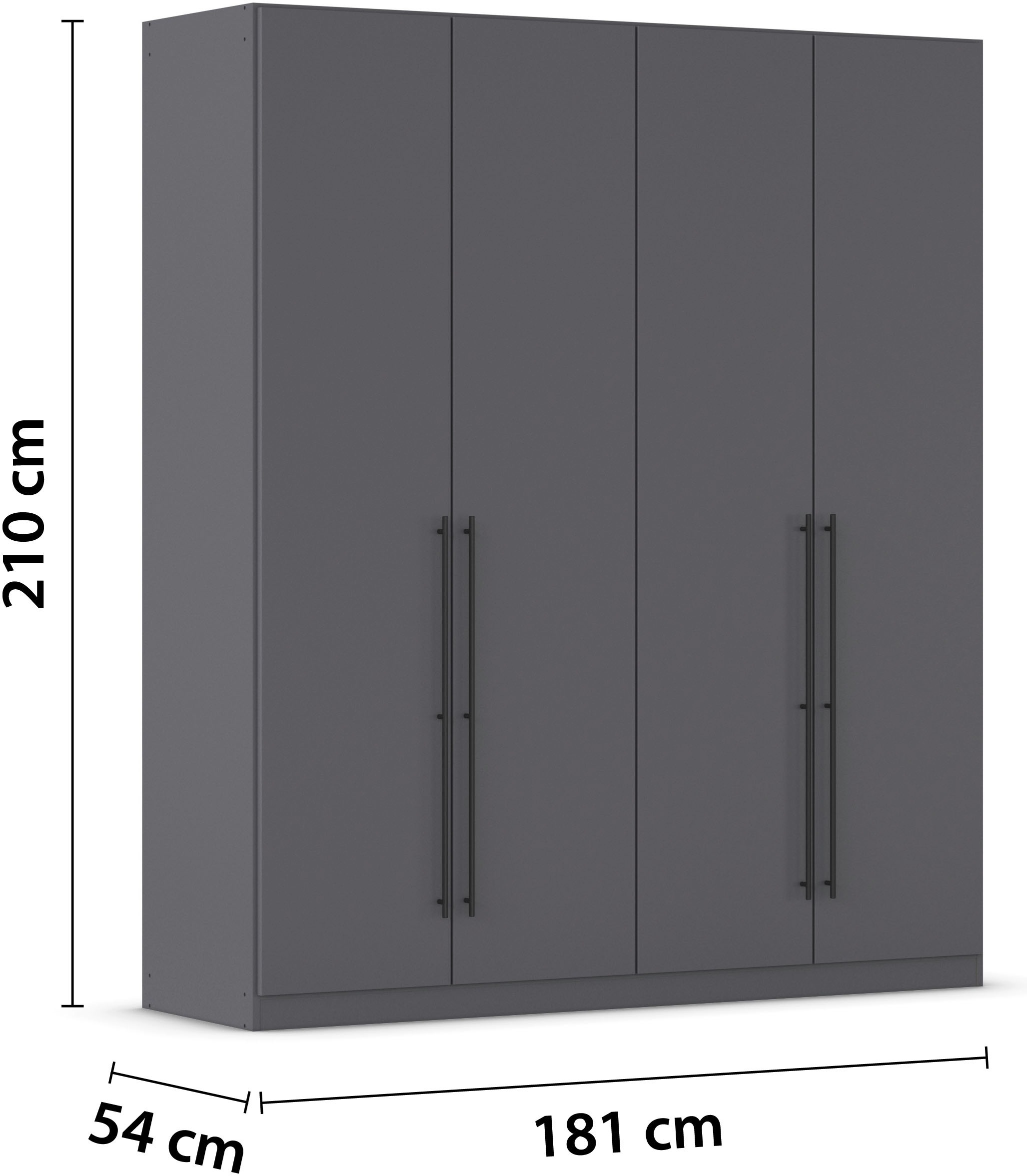 rauch Kleiderschrank, (in 3 verschiedenen Ausstattungen BASIC/CLASSIC/PREMIUM), mit hochwertigen Stangengriffen in Schwarz aus Metall MADE IN GERMANY