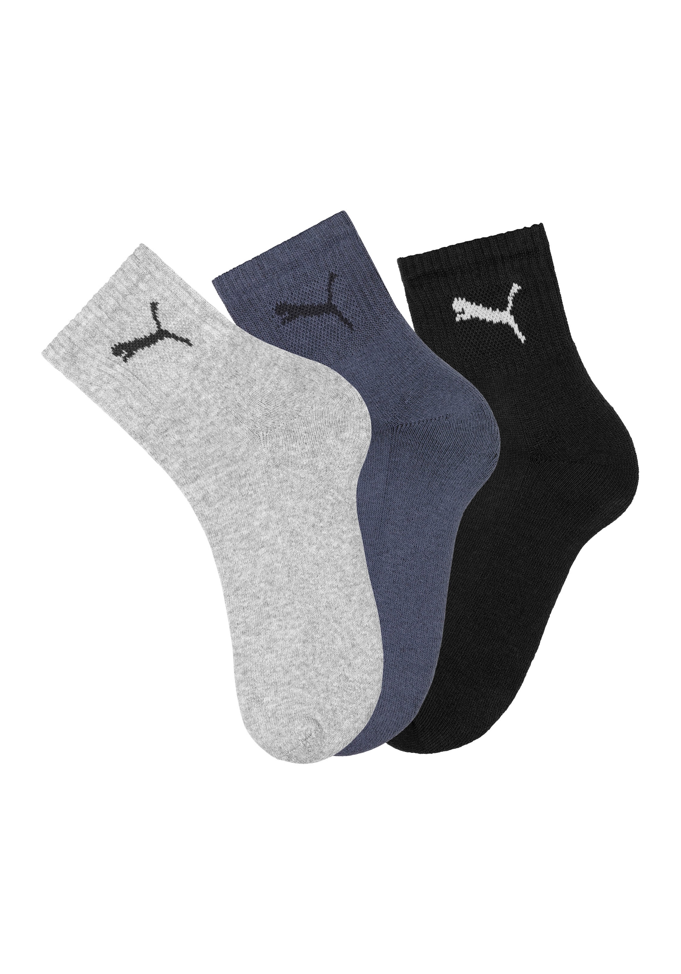PUMA Sportsocken "short crew" 3 Stk. tlg. gepolsterte Frottee-Sohle, atmung günstig online kaufen