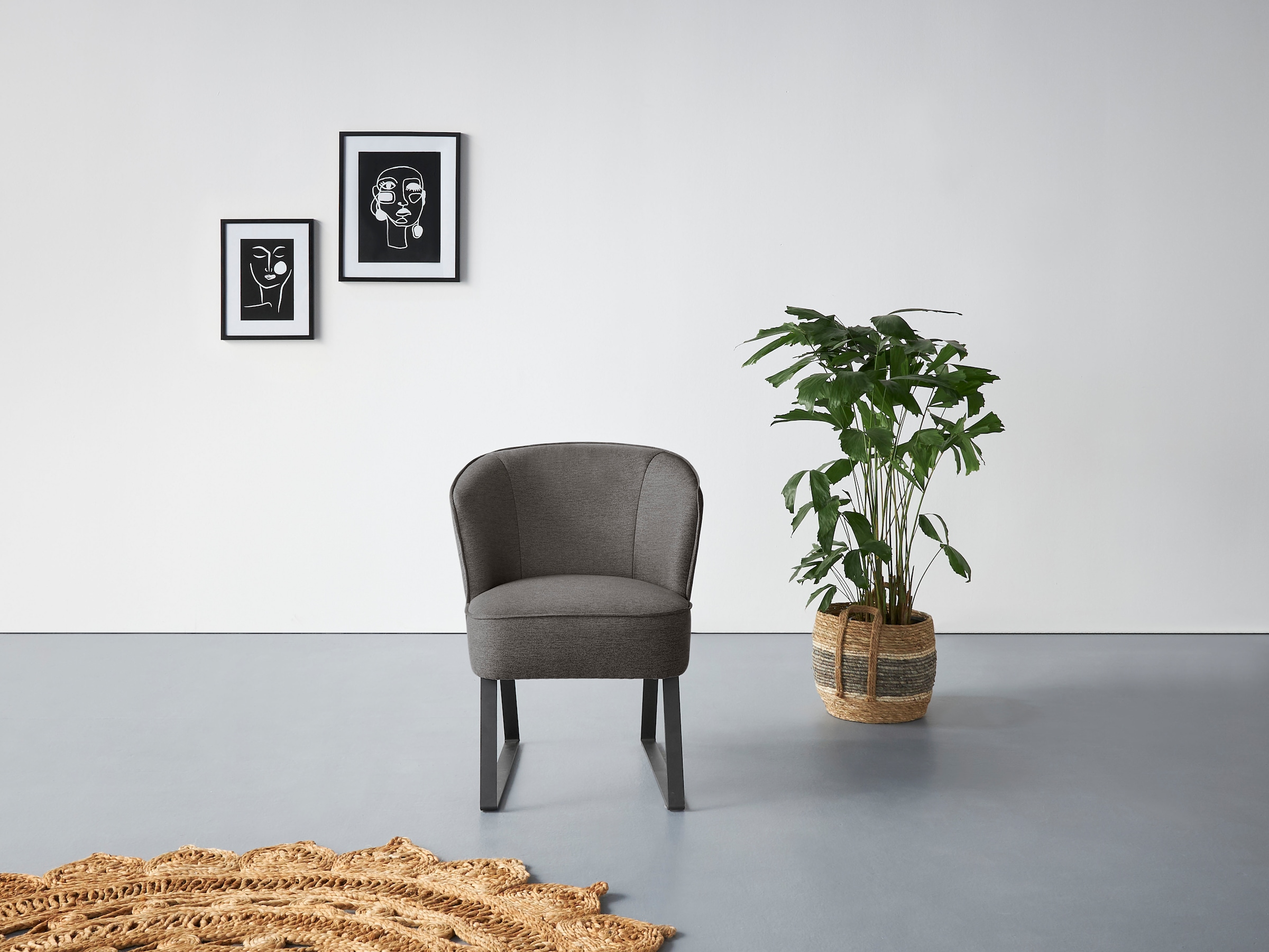 exxpo - sofa fashion Sessel »Americano, Loungesessel«, mit Keder und Metallfüßen, Bezug in verschiedenen Qualitäten, 1 Stck.