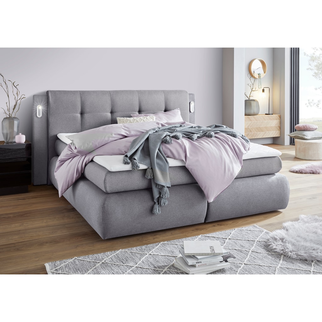 COLLECTION AB Boxspringbett »Borna«, inklusive Bettkasten, LED-Beleuchtung und Topper