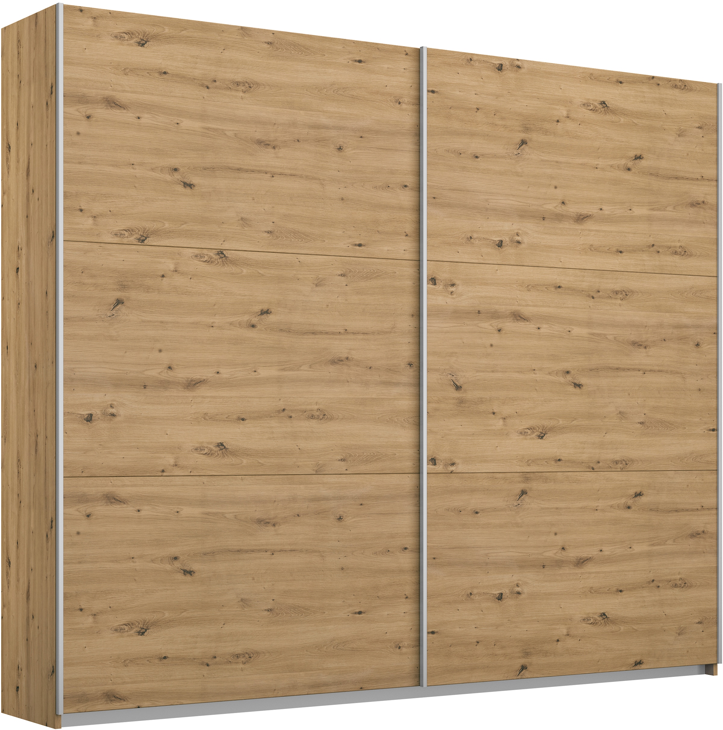 rauch Schwebetürenschrank "AURELIO Kleiderschrank Garderobe" 3 Ausstattungen BASIC/CLASSIC/PREMIUM (inkl. SOFT-CLOSE-FUNKTION), 3 verschiedene Ausstattungsvarianten Griffe aus Metall MADE IN GERMANY