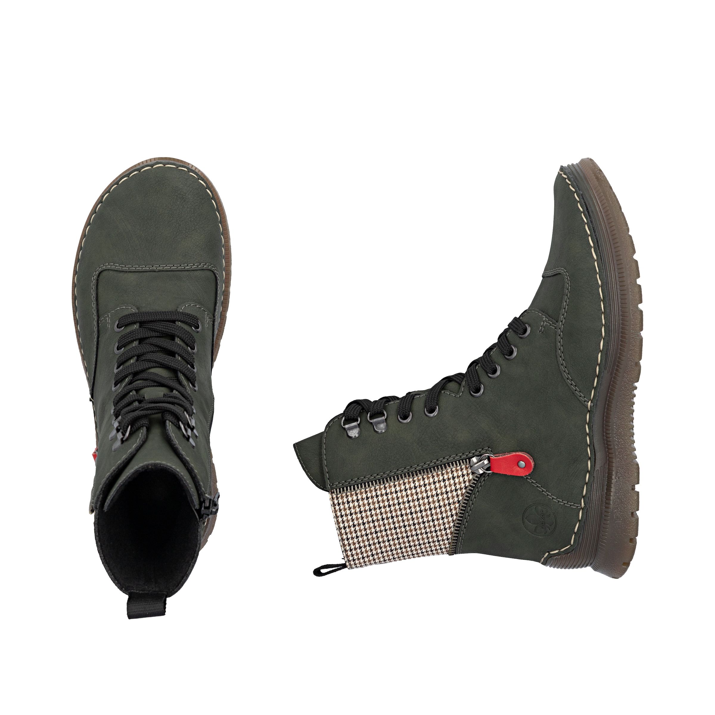 Rieker Schnürboots  Herbstboots, Schnürstiefelette mit Zier-Reißverschluss am Schaft