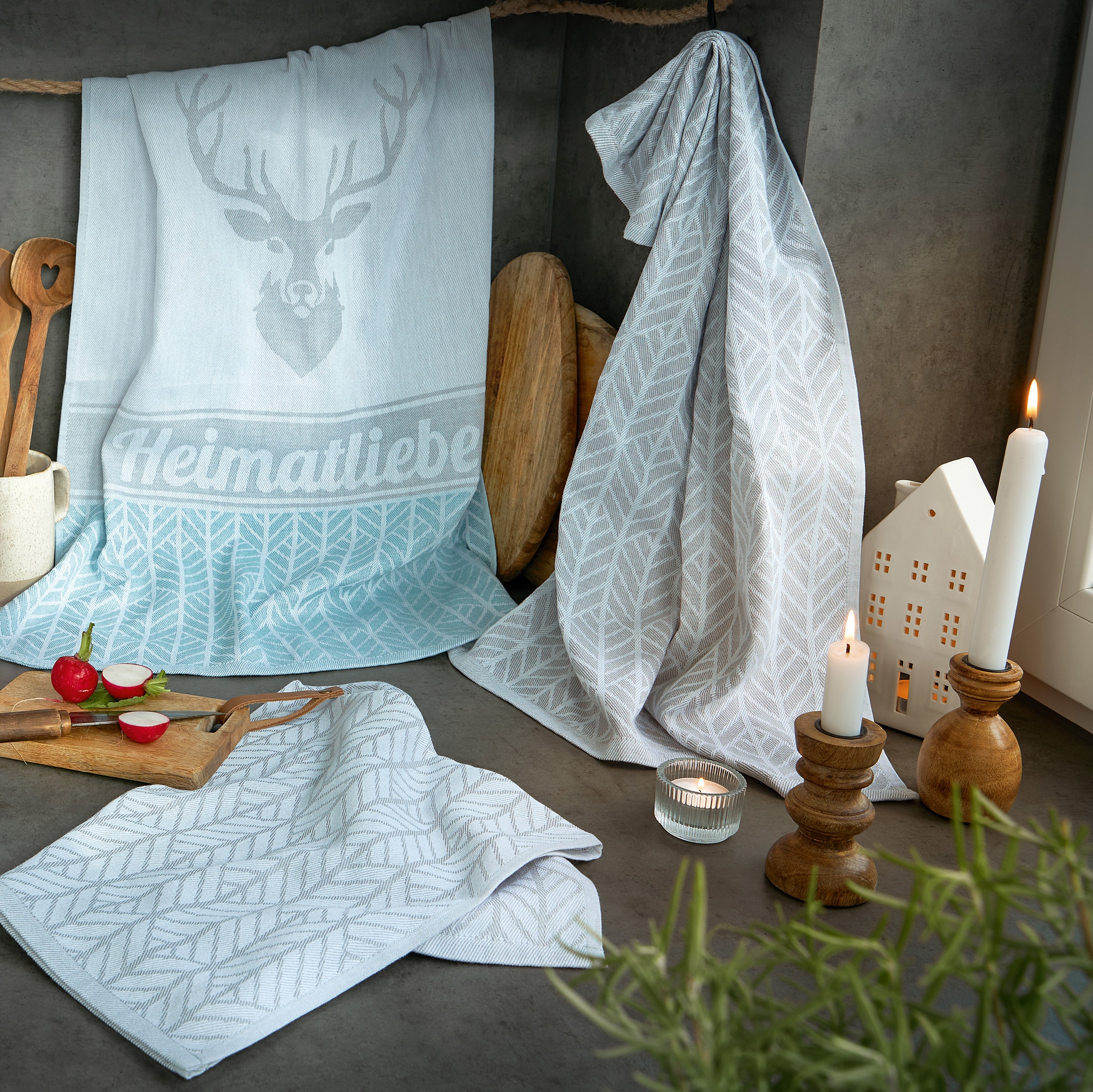 Dyckhoff Geschirrtuch "Heimat, mit 3 verschiedenen Motiven, Heimatliebe" au günstig online kaufen