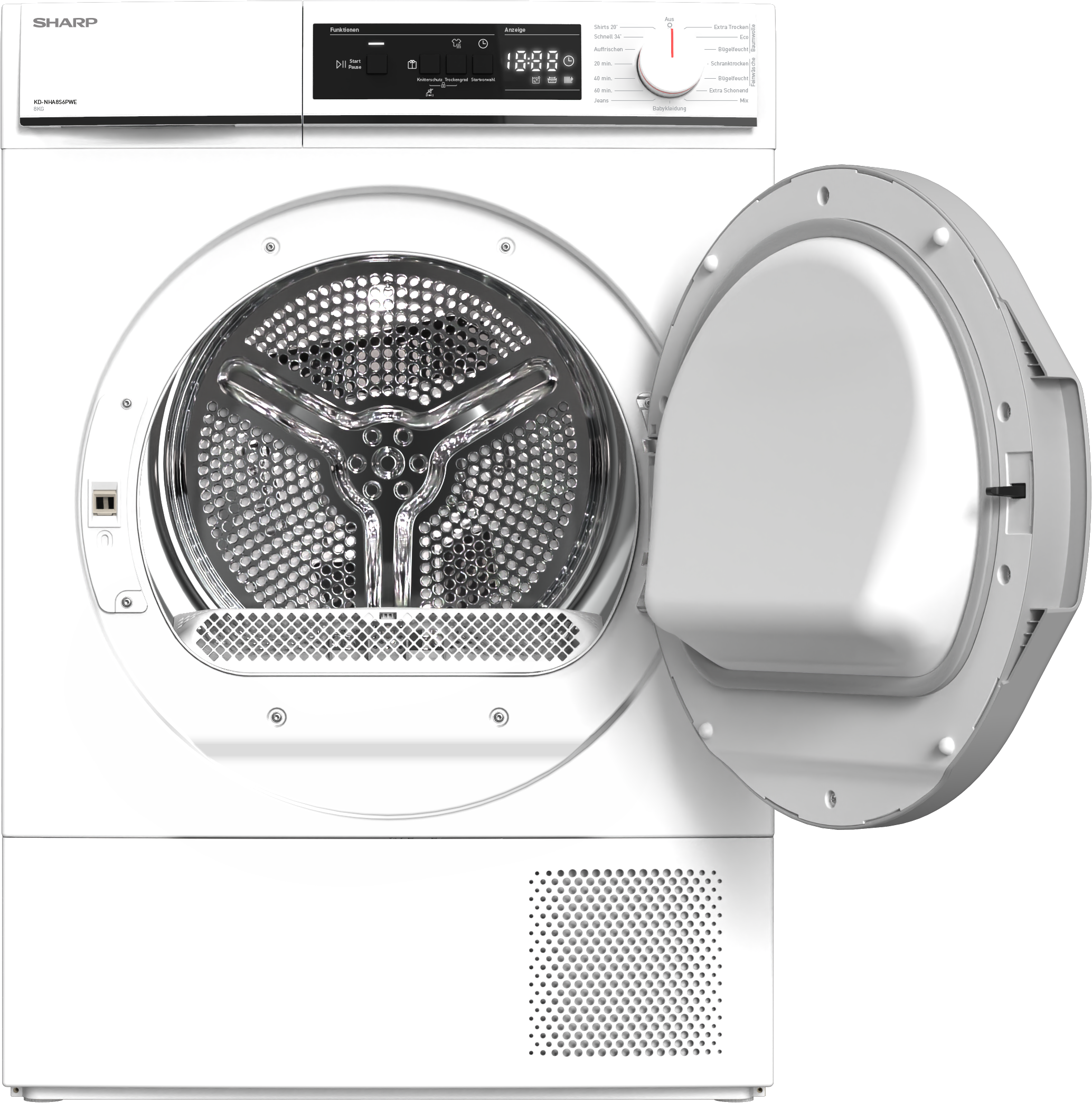 Sharp Wärmepumpentrockner "KD-NHA8S6PWE-DE" 8kg / EEK E / 3 Tasten / Plasti günstig online kaufen