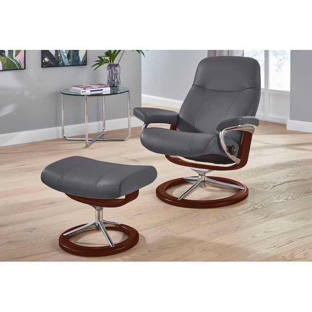 Stressless® Relaxsessel »Garda«, (Set, Relaxsessel mit Hocker), mit Hocker, mit  Signature Base, Größe M, Gestell Braun kaufen | BAUR