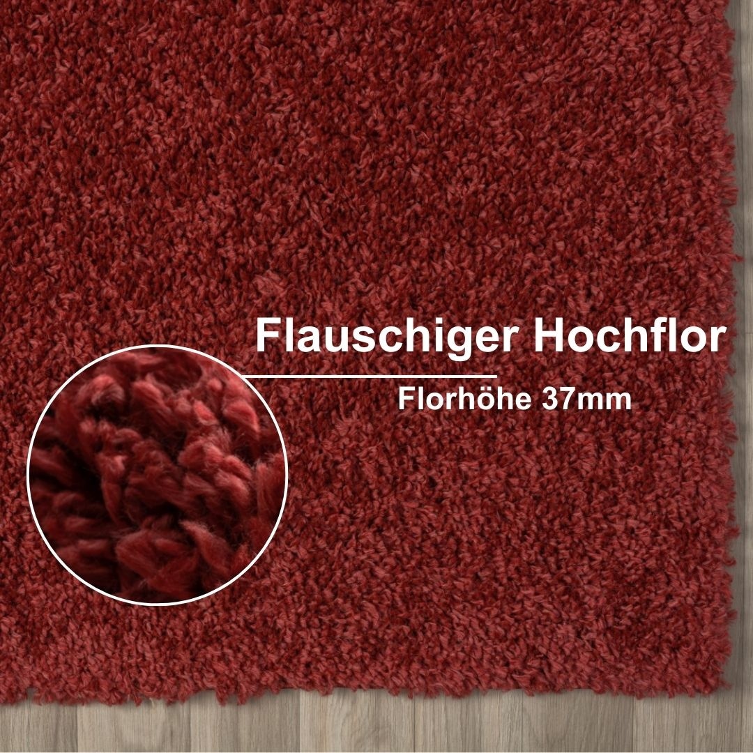 Myflair Möbel & Accessoires Hochflor-Läufer »My Shaggy«, rechteckig, 37 mm Höhe, Shaggy, Uni Farben, leicht glänzend, Microfaser, extra flauschig