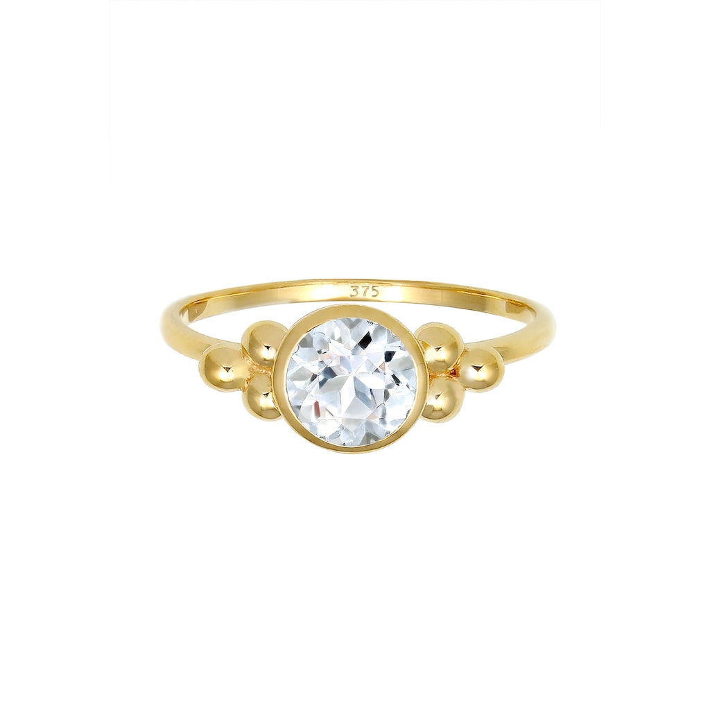 Elli Premium Fingerring »Verlobungsring Kugeln Topas Edelstein 375 Gelbgold«