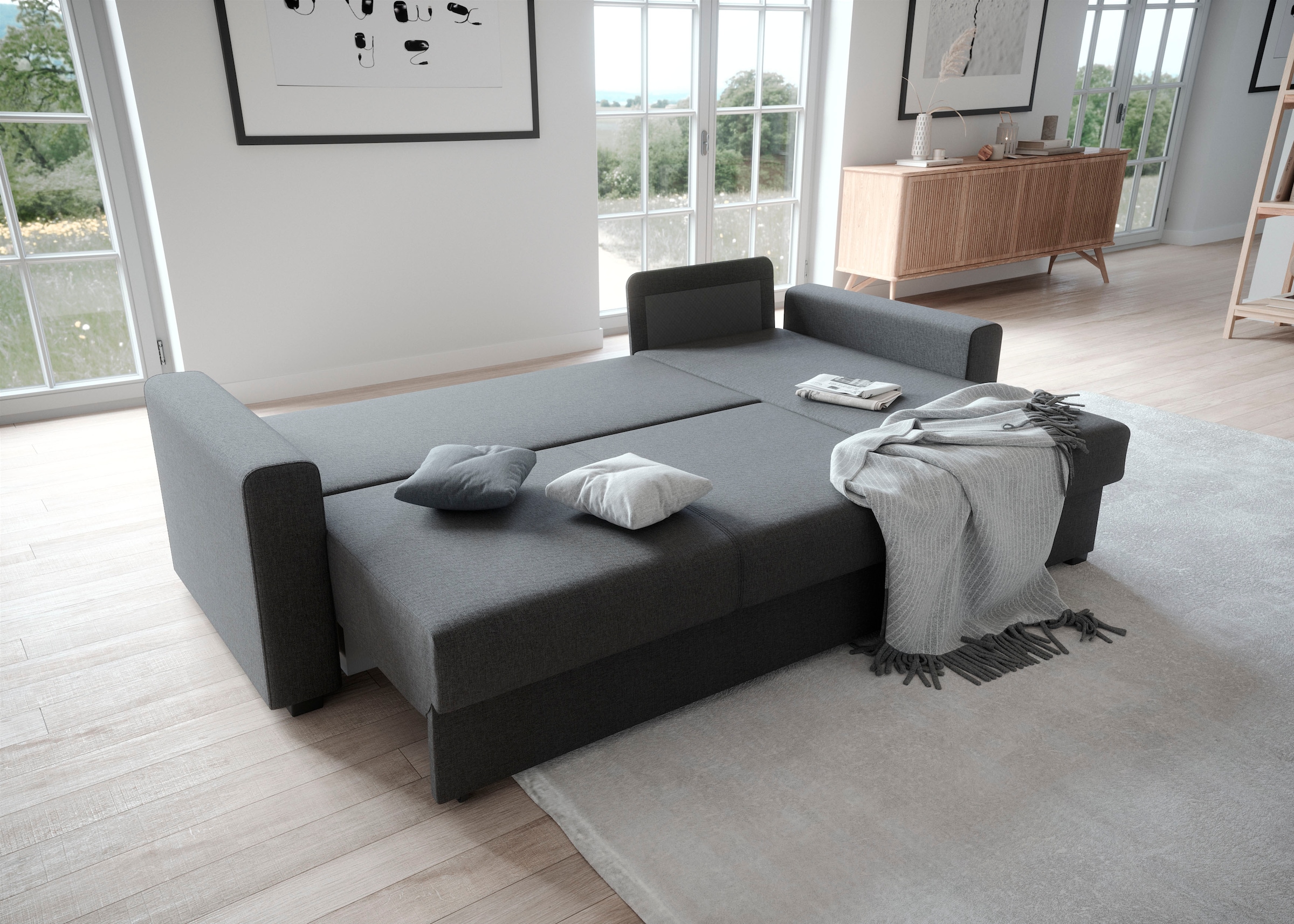 ATLANTIC home collection Ecksofa "Dublin L-Form", Bettfunktion und Bettkast günstig online kaufen